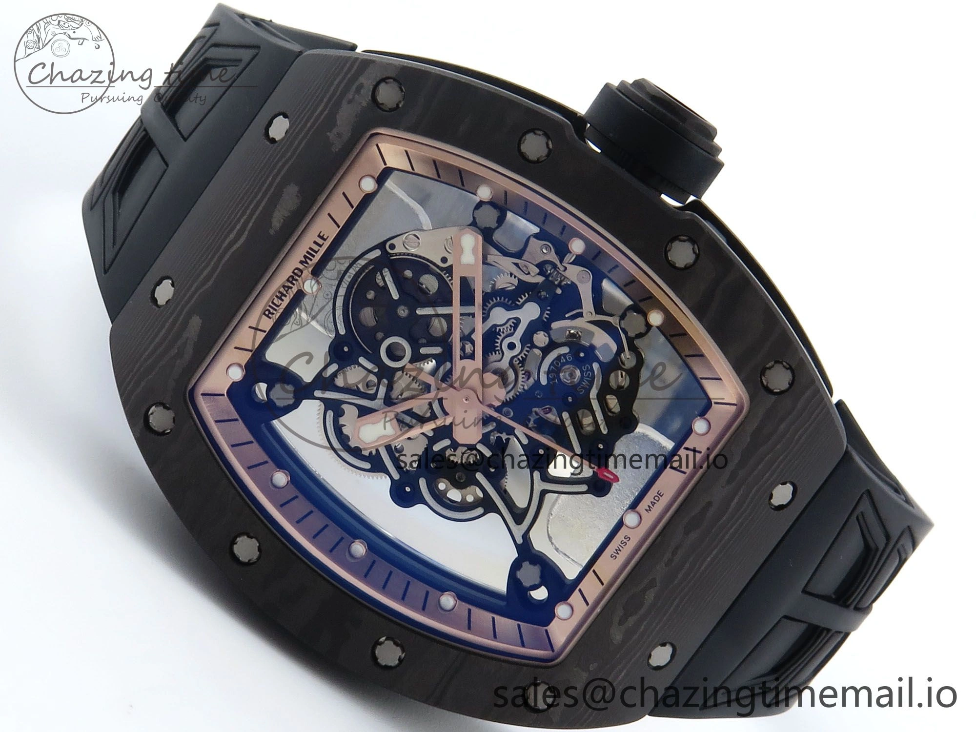 RM055 NTPT ZF 1:1 Best Edition RG Bezel Black Crown on Shark Rubber Strap RMUL2 Super Clone