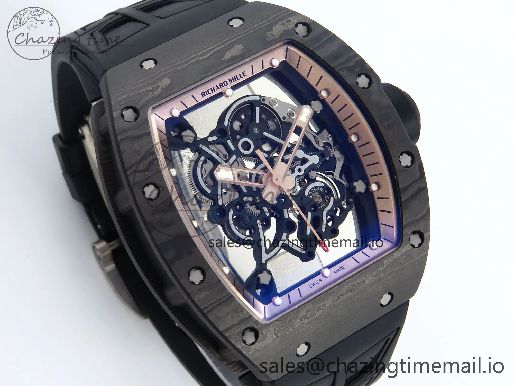 RM055 NTPT ZF 1:1 Best Edition RG Bezel Black Crown on Shark Rubber Strap RMUL2 Super Clone