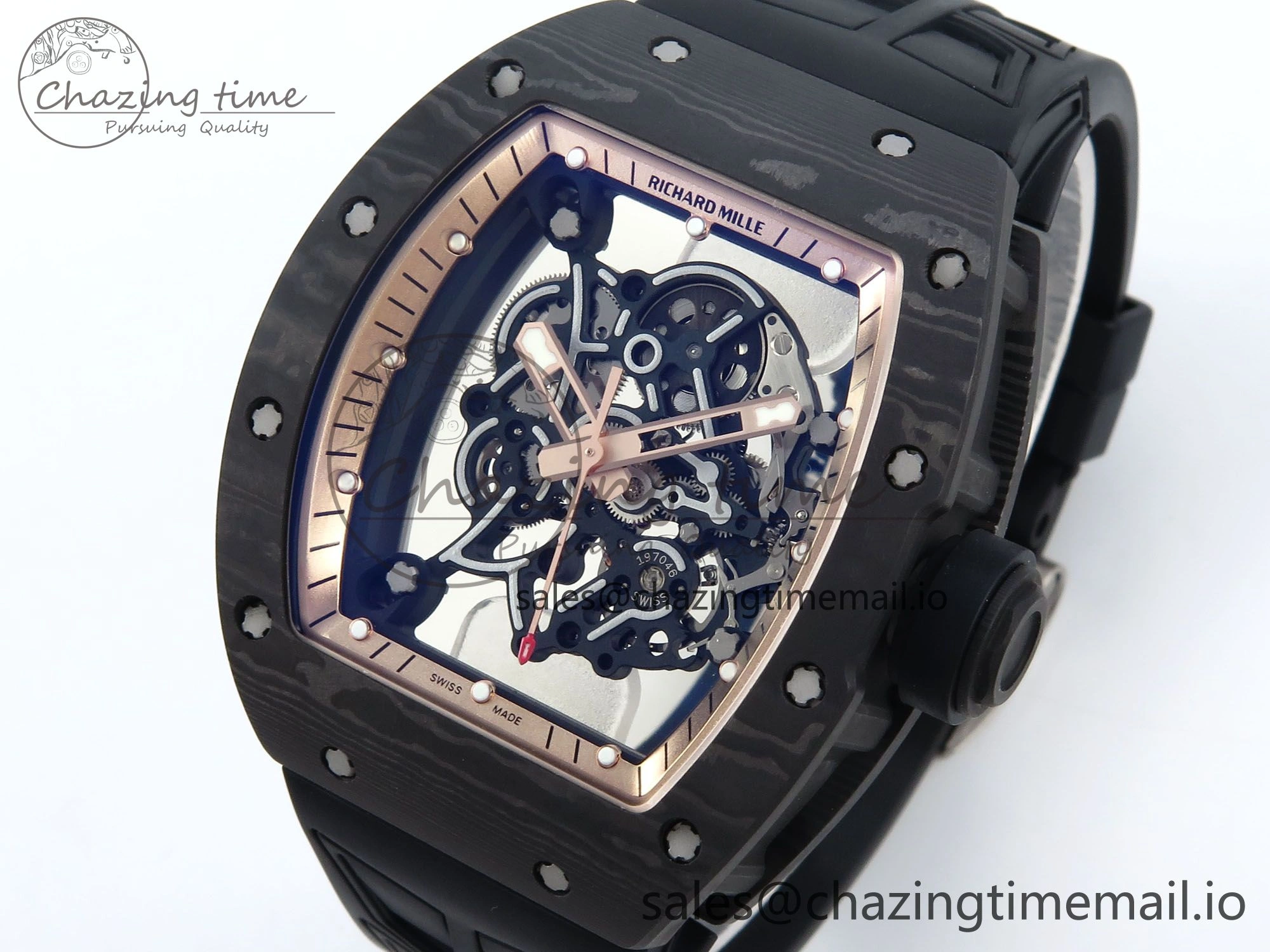 RM055 NTPT ZF 1:1 Best Edition RG Bezel Black Crown on Shark Rubber Strap RMUL2 Super Clone