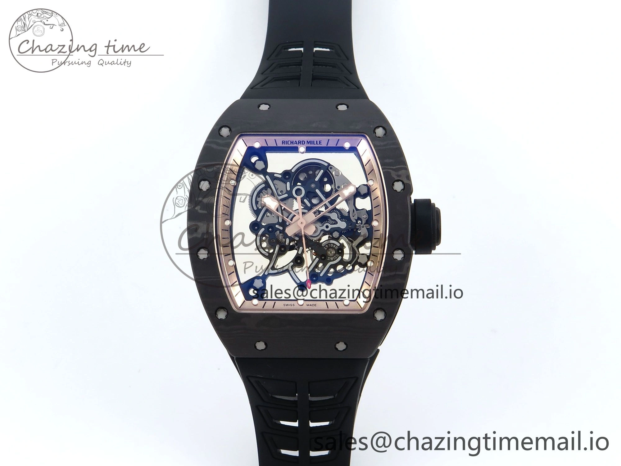 RM055 NTPT ZF 1:1 Best Edition RG Bezel Black Crown on Shark Rubber Strap RMUL2 Super Clone
