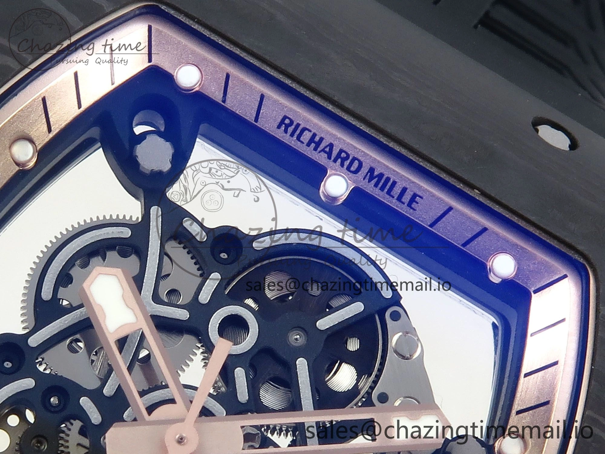 RM055 NTPT ZF 1:1 Best Edition RG Bezel Black Crown on Shark Rubber Strap RMUL2 Super Clone