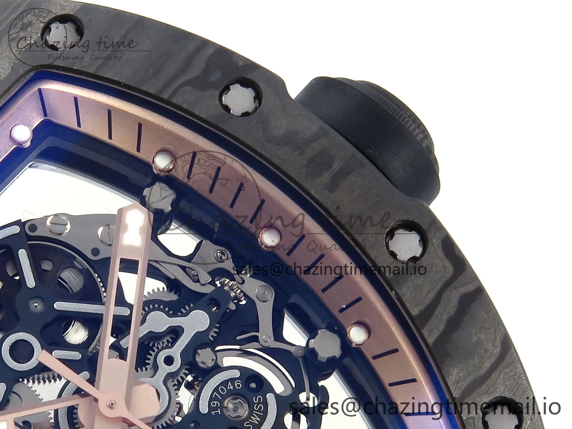 RM055 NTPT ZF 1:1 Best Edition RG Bezel Black Crown on Shark Rubber Strap RMUL2 Super Clone