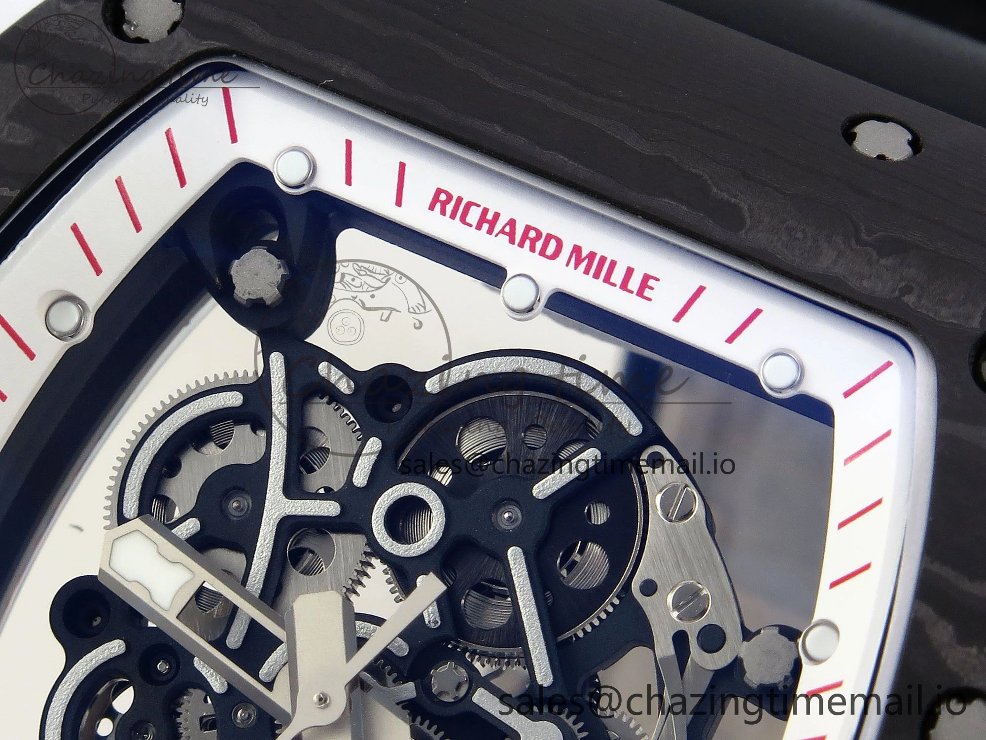 RM055 NTPT ZF 1:1 Best Edition White Bezel Red Crown on Black Rubber Strap RMUL2 Super Clone