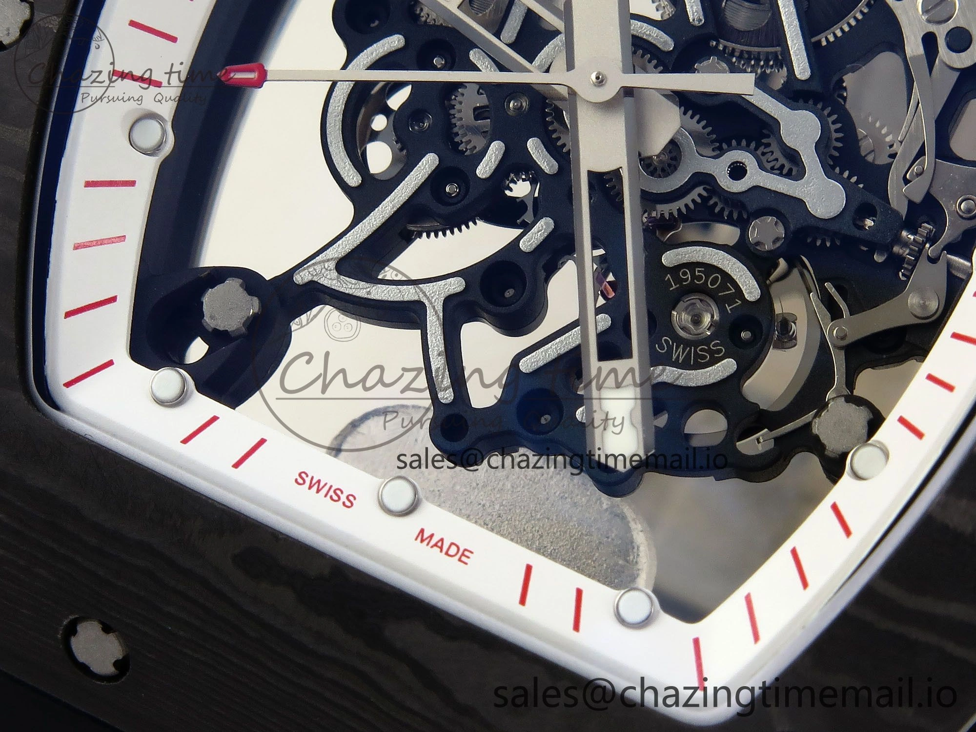 RM055 NTPT ZF 1:1 Best Edition White Bezel Red Crown on Black Rubber Strap RMUL2 Super Clone