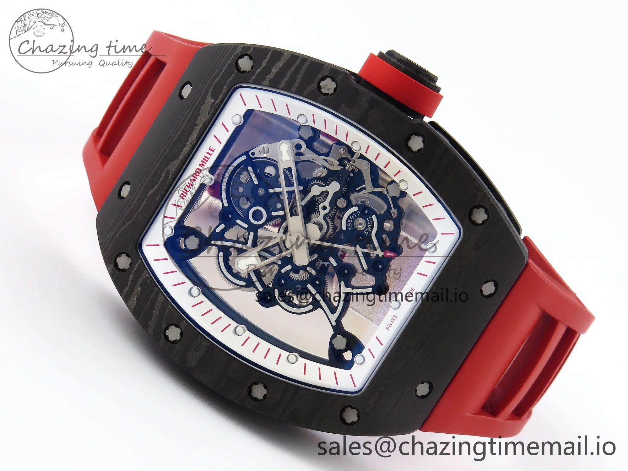 RM055 NTPT ZF 1:1 Best Edition White Bezel Red Crown on Red Rubber Strap RMUL2 Super Clone