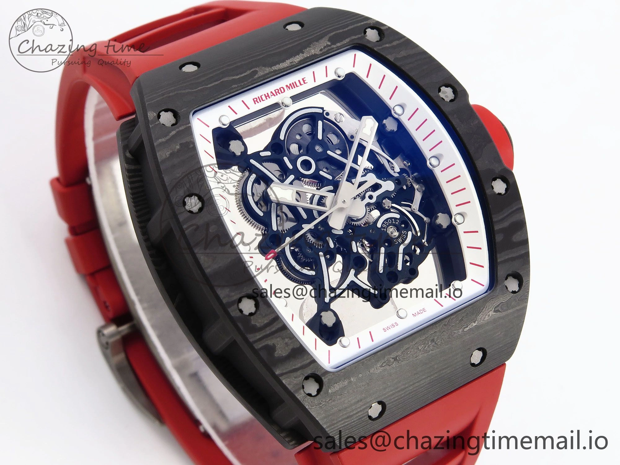 RM055 NTPT ZF 1:1 Best Edition White Bezel Red Crown on Red Rubber Strap RMUL2 Super Clone