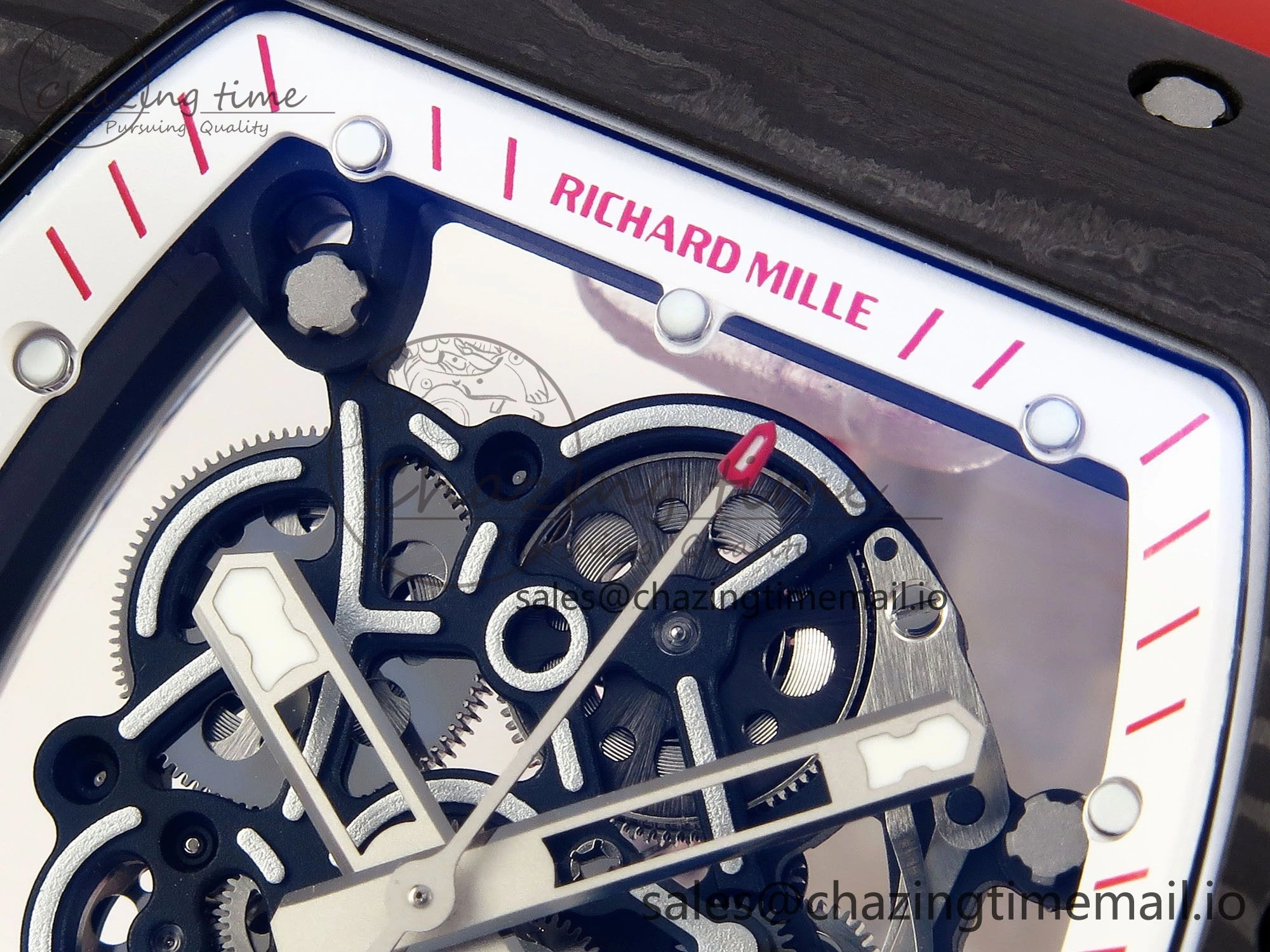 RM055 NTPT ZF 1:1 Best Edition White Bezel Red Crown on Red Rubber Strap RMUL2 Super Clone