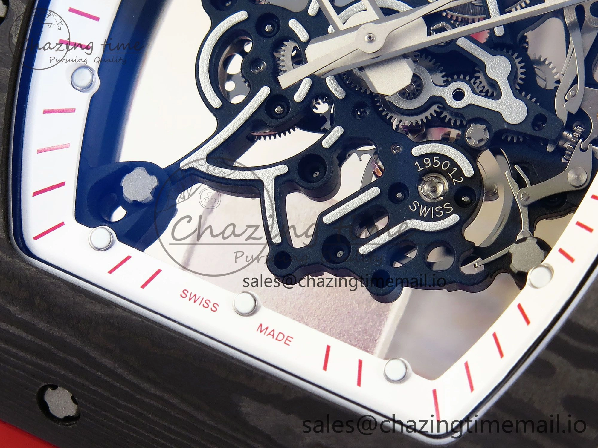 RM055 NTPT ZF 1:1 Best Edition White Bezel Red Crown on Red Rubber Strap RMUL2 Super Clone