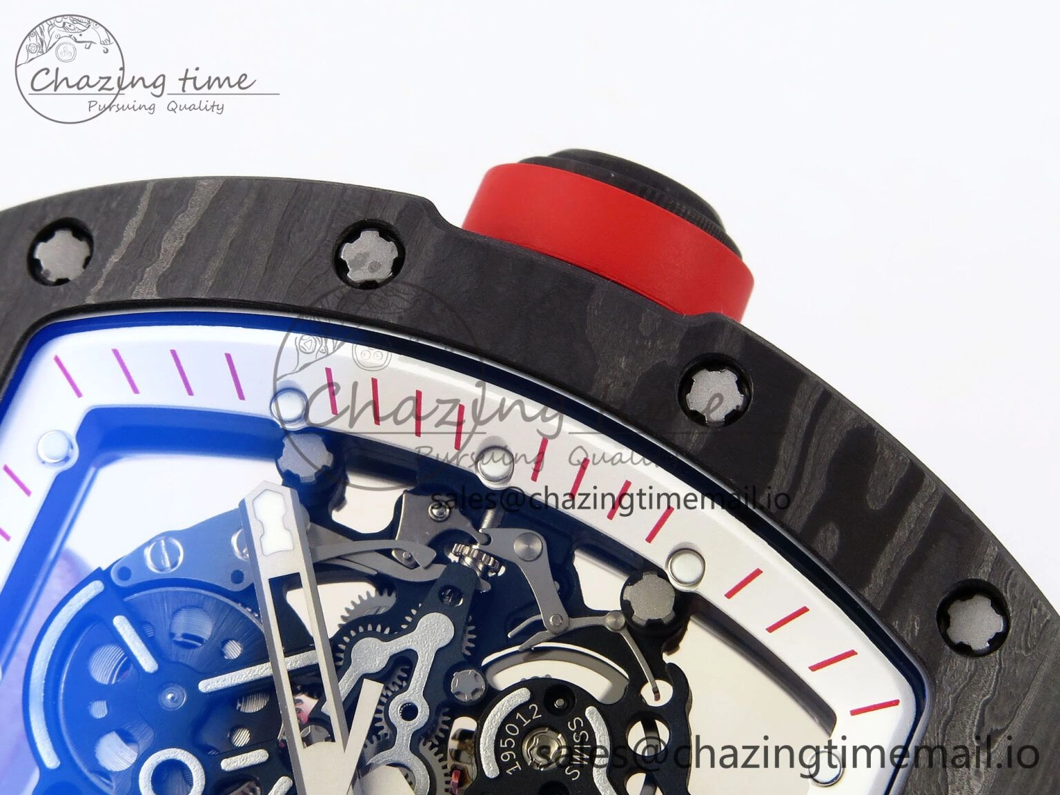 RM055 NTPT ZF 1:1 Best Edition White Bezel Red Crown on Red Rubber Strap RMUL2 Super Clone
