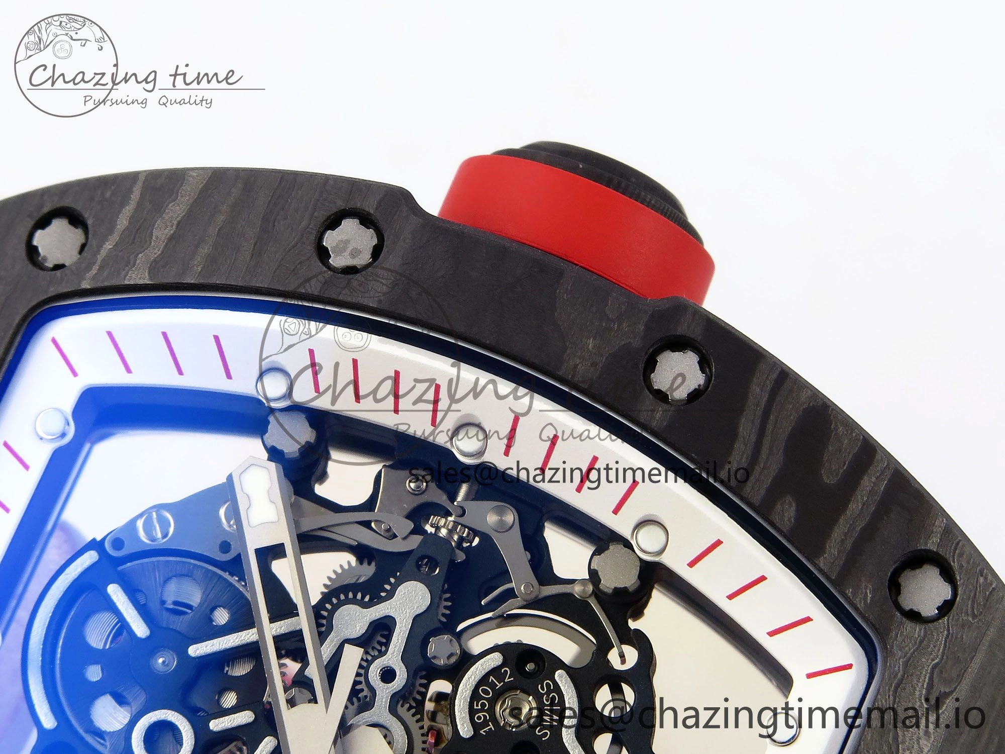 RM055 NTPT ZF 1:1 Best Edition White Bezel Red Crown on Red Rubber Strap RMUL2 Super Clone