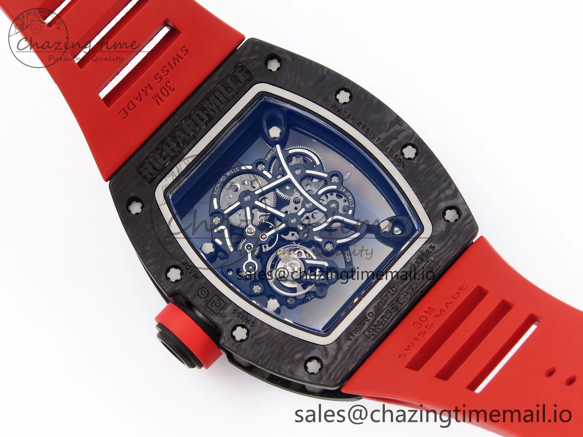 RM055 NTPT ZF 1:1 Best Edition White Bezel Red Crown on Red Rubber Strap RMUL2 Super Clone