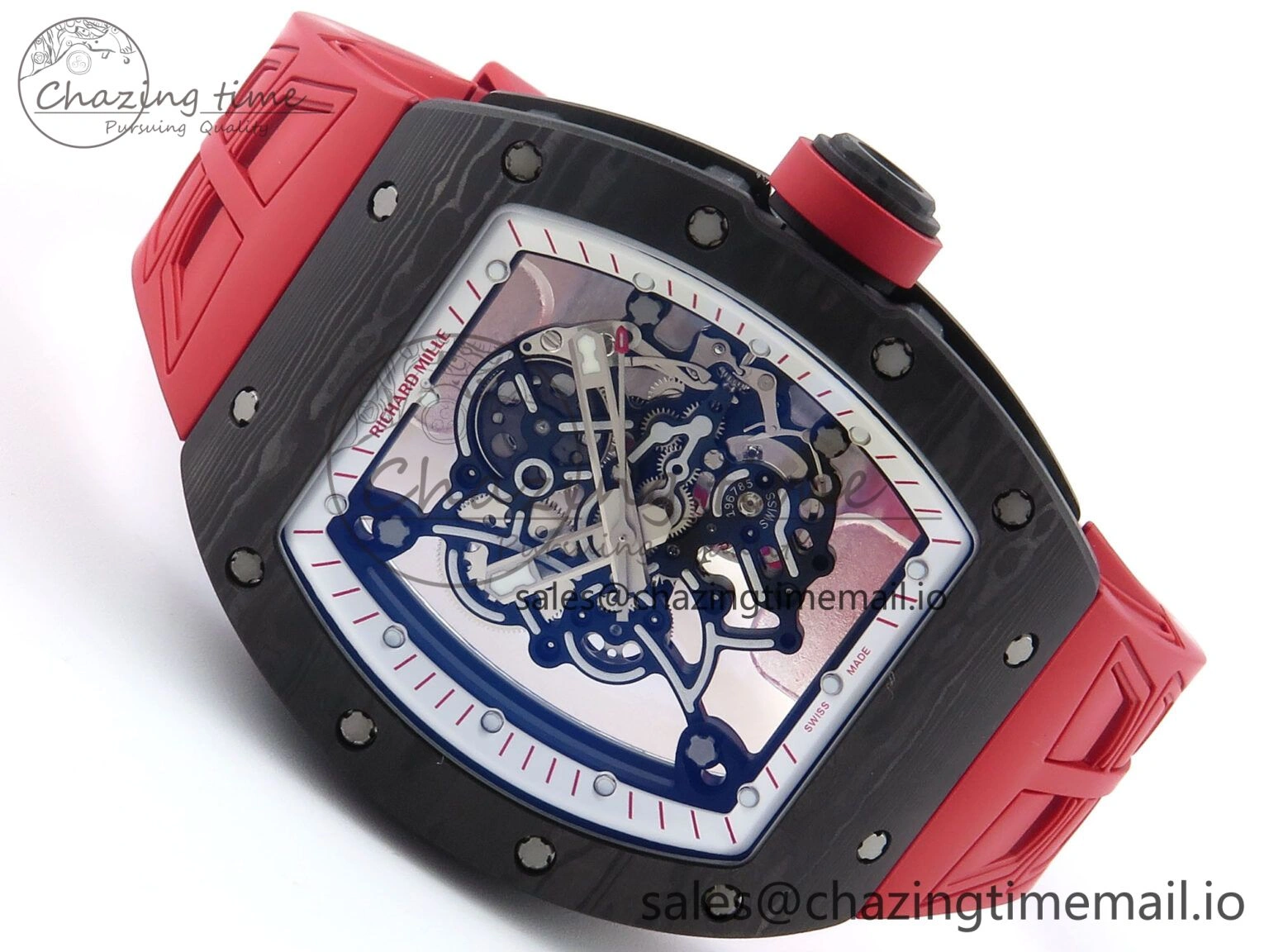 RM055 NTPT ZF 1:1 Best Edition White Bezel Red Crown on Shark Rubber Strap RMUL2 Super Clone
