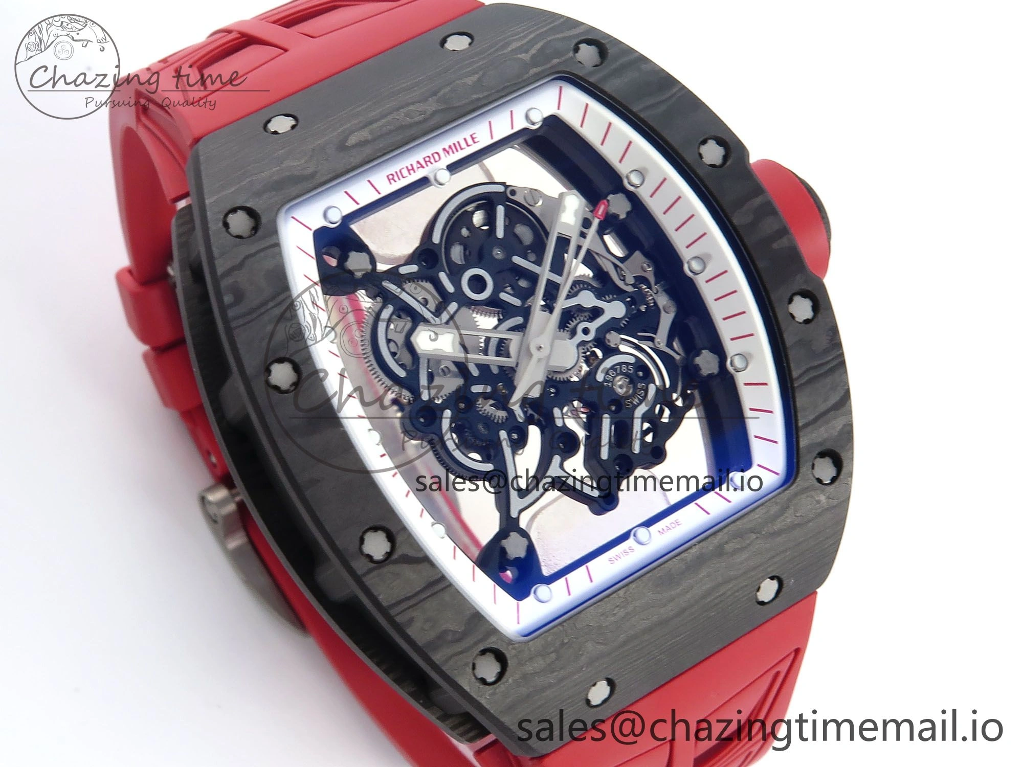 RM055 NTPT ZF 1:1 Best Edition White Bezel Red Crown on Shark Rubber Strap RMUL2 Super Clone