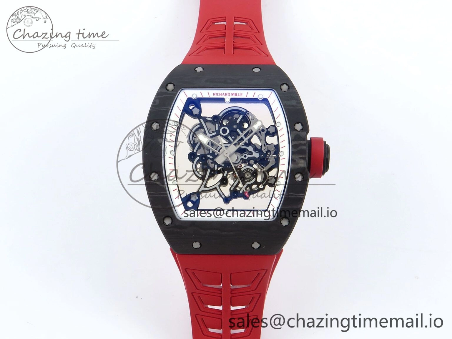 RM055 NTPT ZF 1:1 Best Edition White Bezel Red Crown on Shark Rubber Strap RMUL2 Super Clone