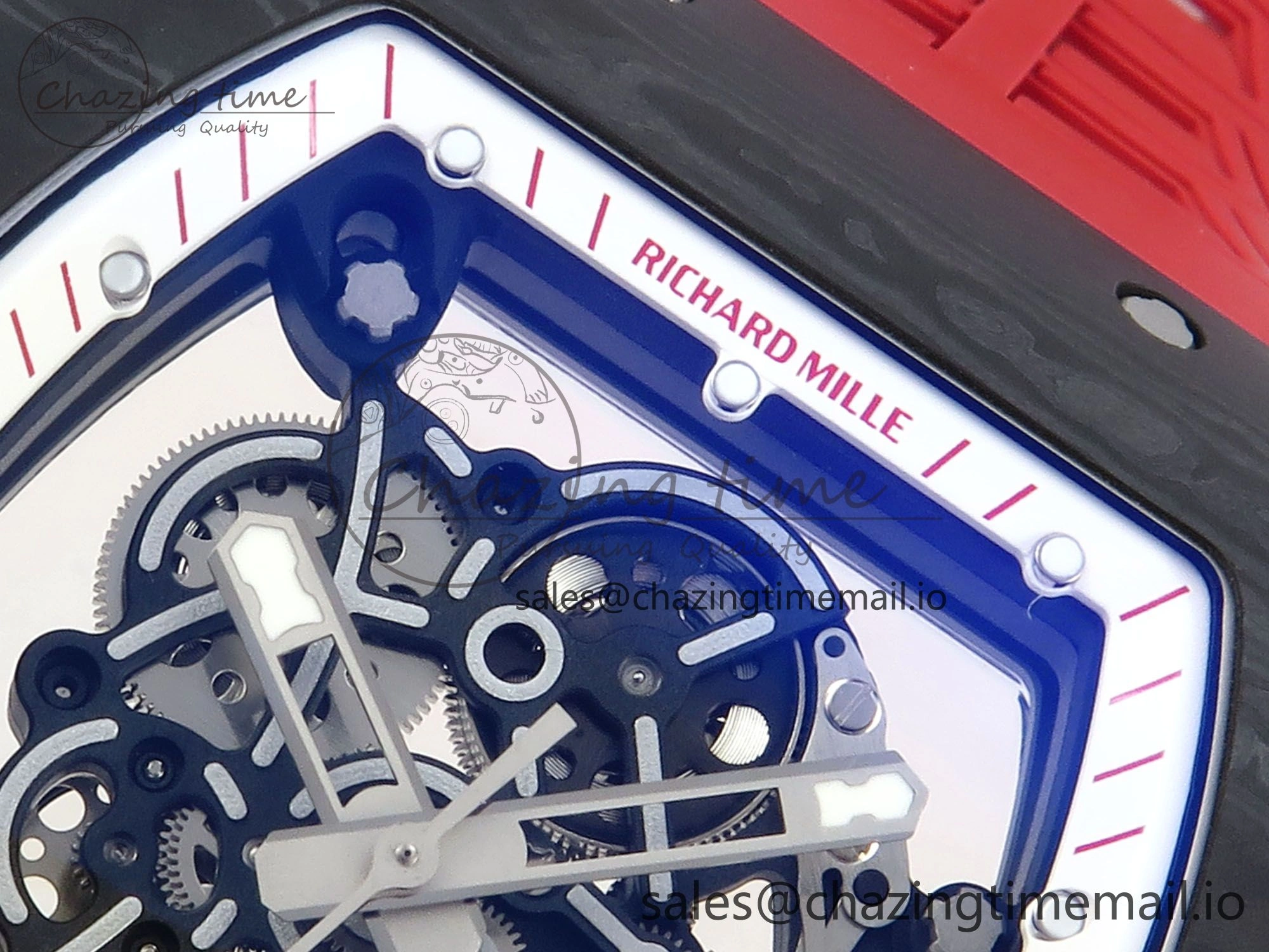 RM055 NTPT ZF 1:1 Best Edition White Bezel Red Crown on Shark Rubber Strap RMUL2 Super Clone