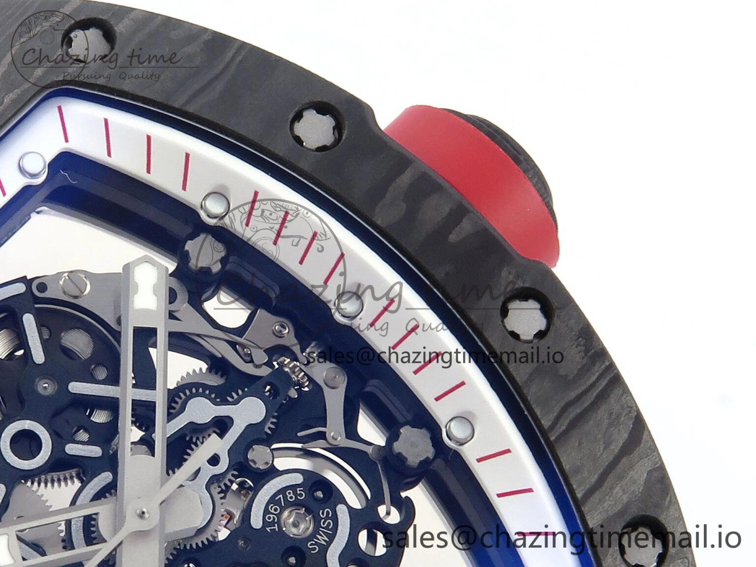 RM055 NTPT ZF 1:1 Best Edition White Bezel Red Crown on Shark Rubber Strap RMUL2 Super Clone