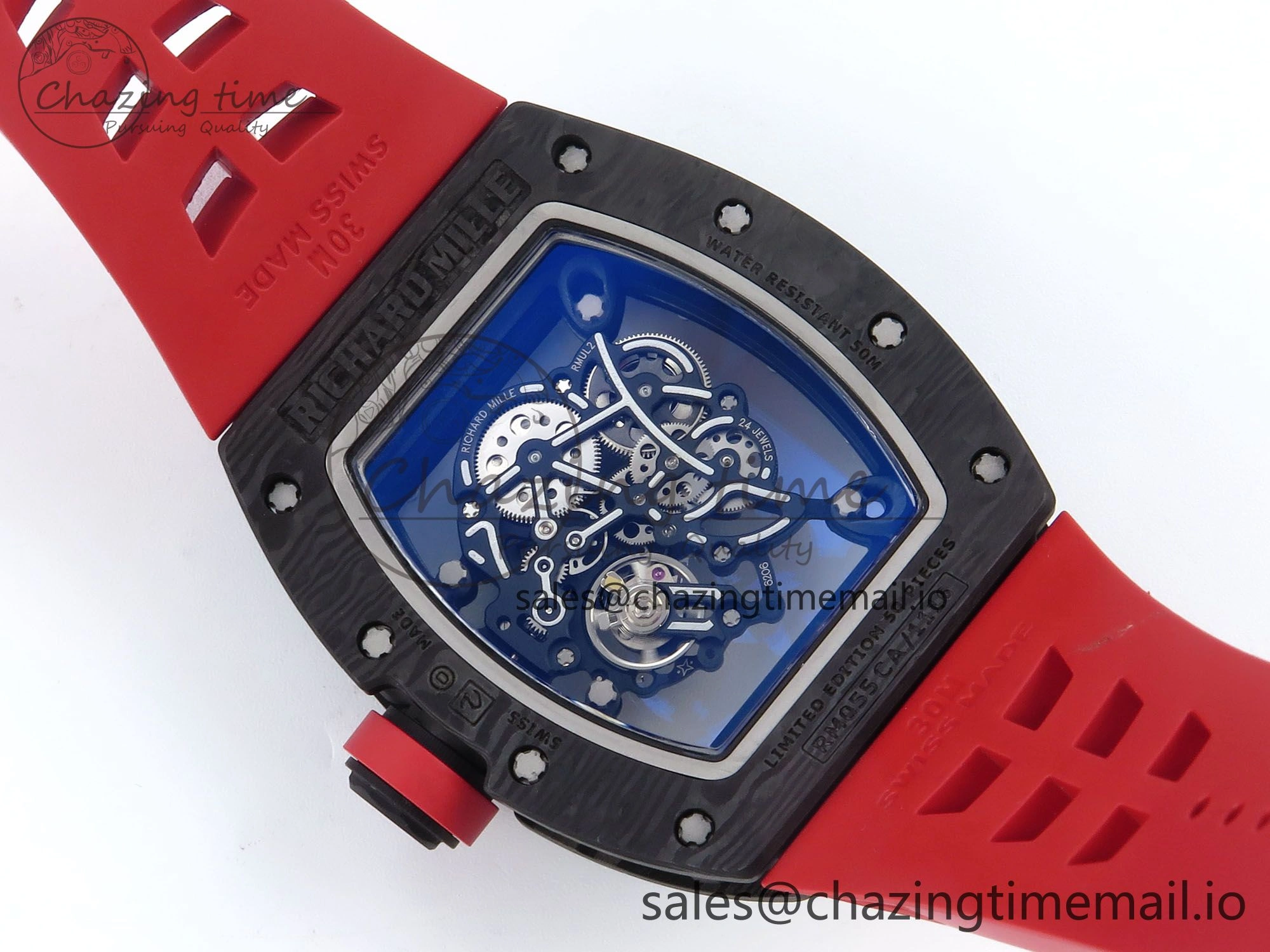 RM055 NTPT ZF 1:1 Best Edition White Bezel Red Crown on Shark Rubber Strap RMUL2 Super Clone
