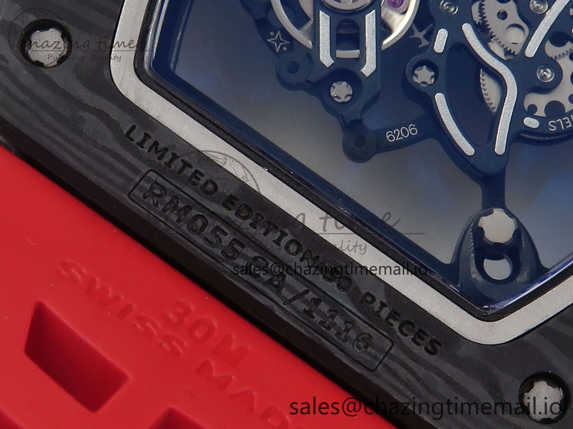 RM055 NTPT ZF 1:1 Best Edition White Bezel Red Crown on Shark Rubber Strap RMUL2 Super Clone