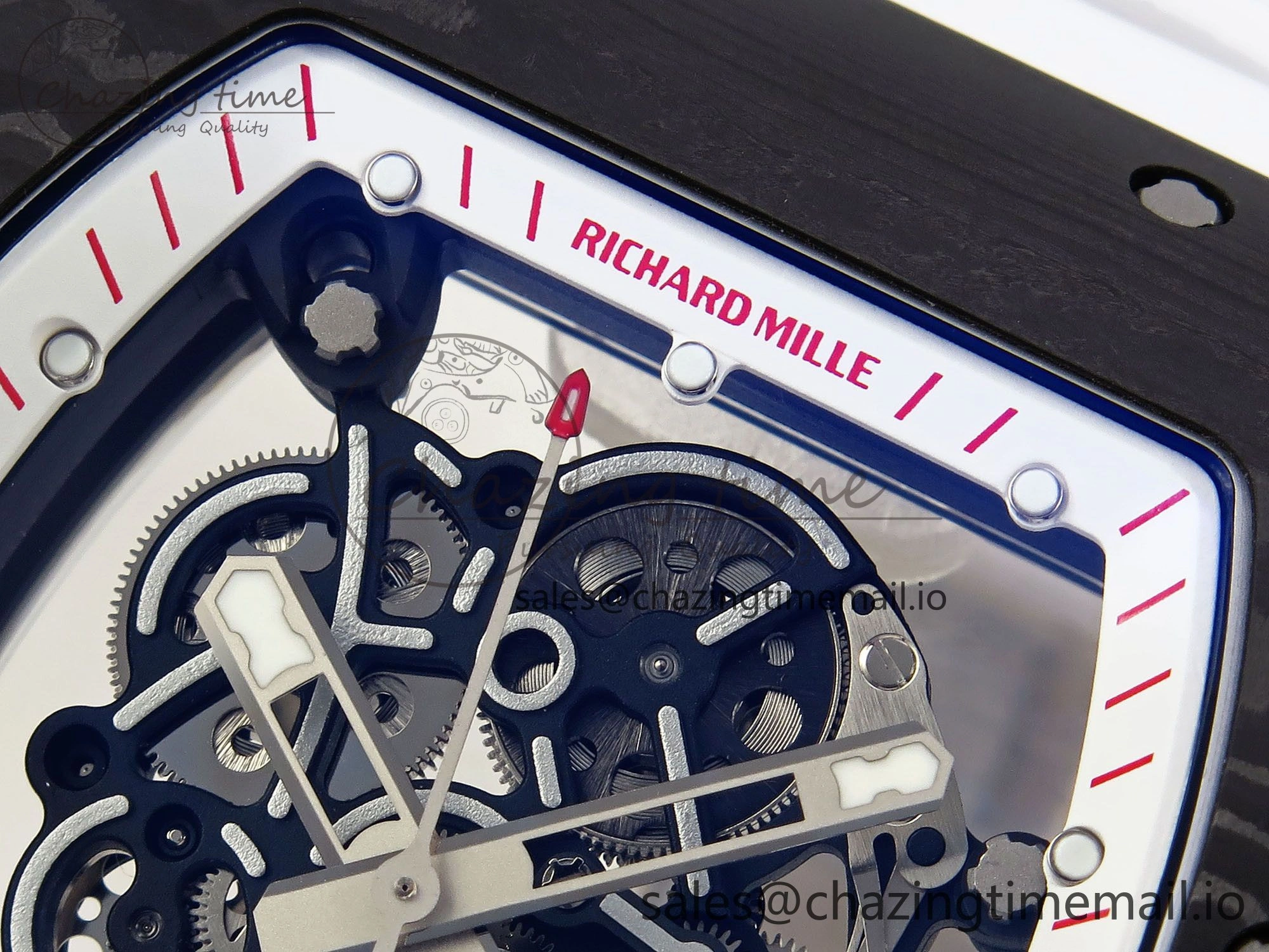RM055 NTPT ZF 1:1 Best Edition White Bezel Red Crown on White Rubber Strap RMUL2 Super Clone