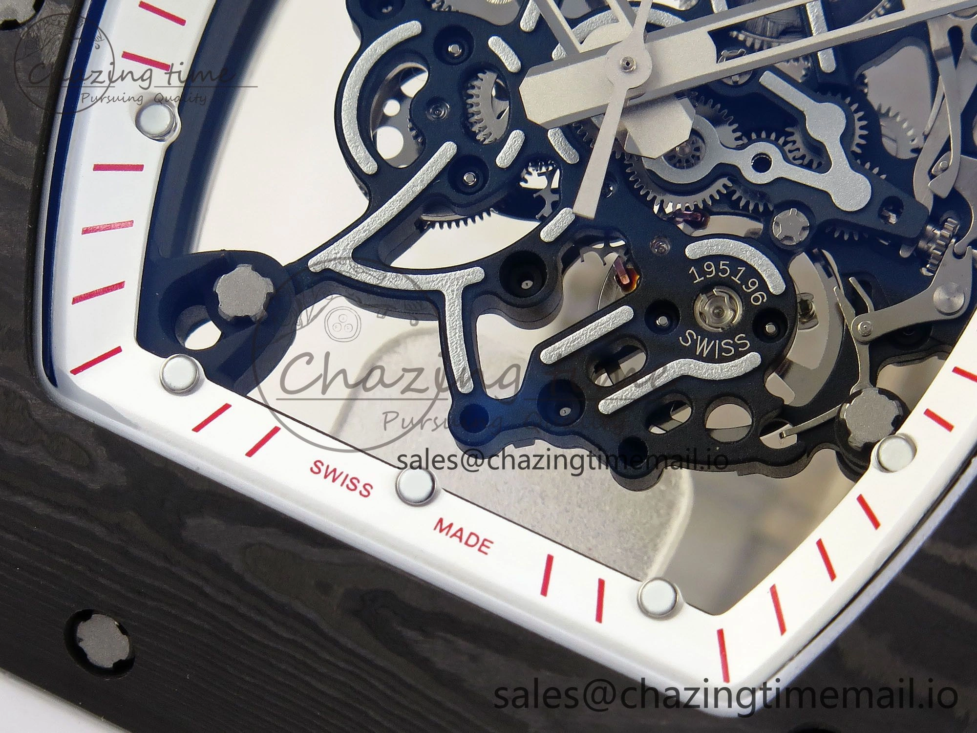 RM055 NTPT ZF 1:1 Best Edition White Bezel Red Crown on White Rubber Strap RMUL2 Super Clone
