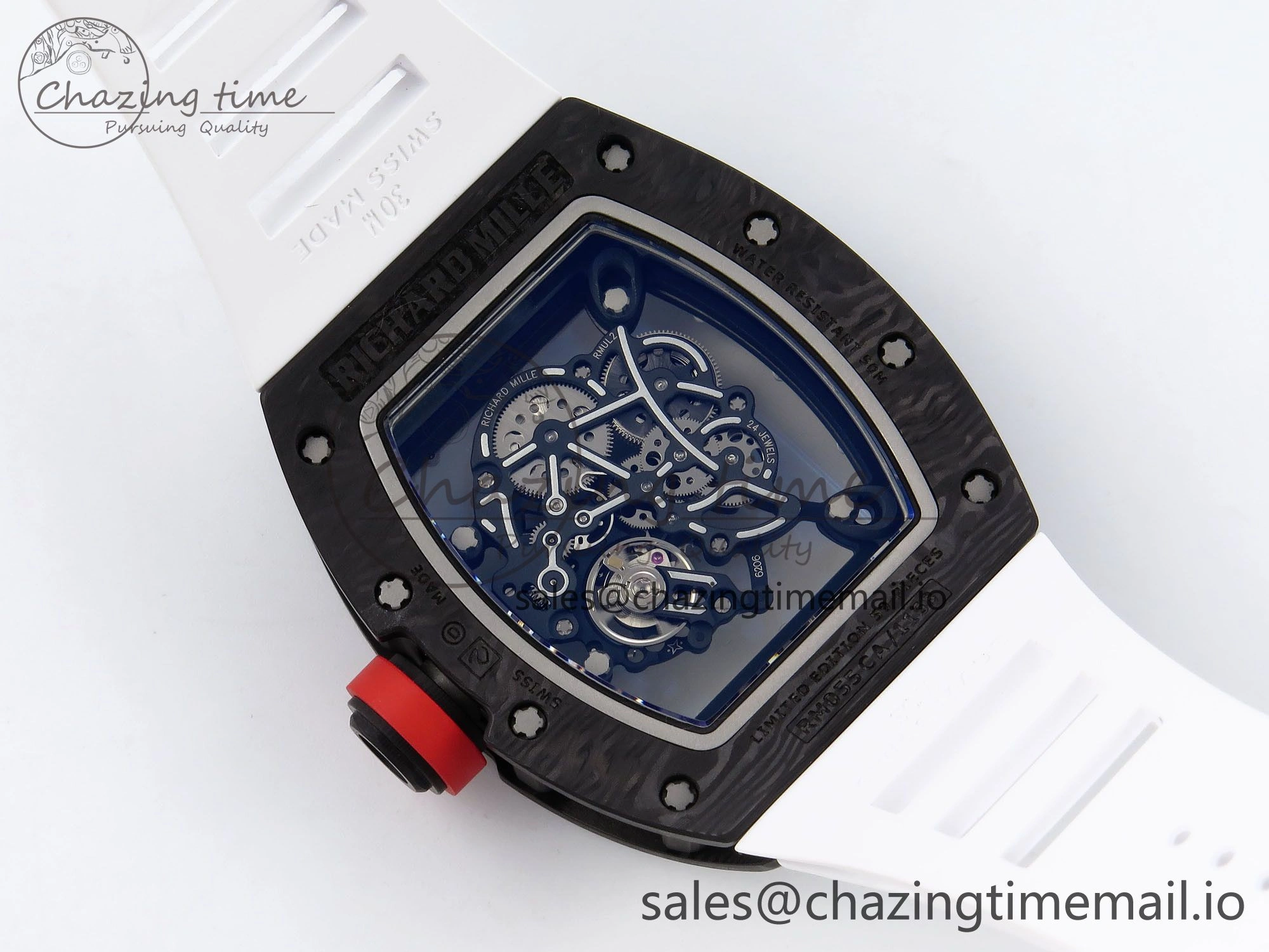 RM055 NTPT ZF 1:1 Best Edition White Bezel Red Crown on White Rubber Strap RMUL2 Super Clone
