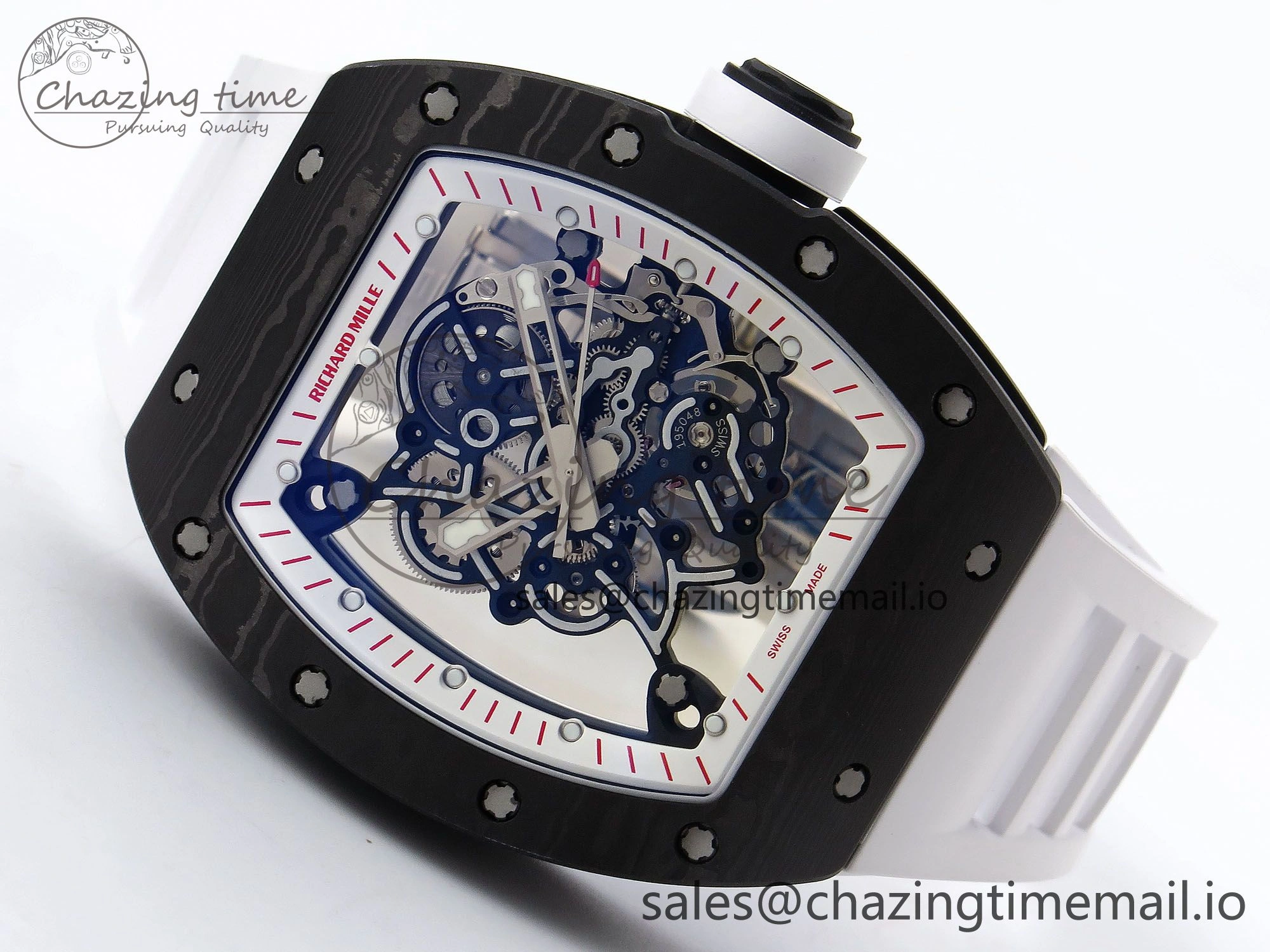 RM055 NTPT ZF 1:1 Best Edition White Bezel White Crown on Rubber Strap RMUL2 Super Clone