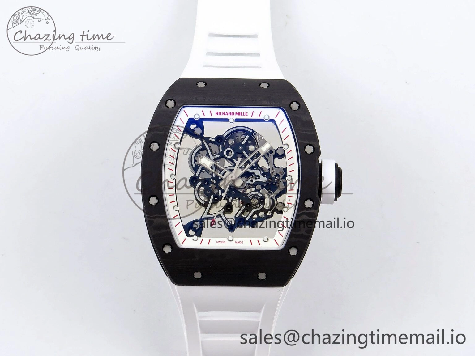 RM055 NTPT ZF 1:1 Best Edition White Bezel White Crown on Rubber Strap RMUL2 Super Clone