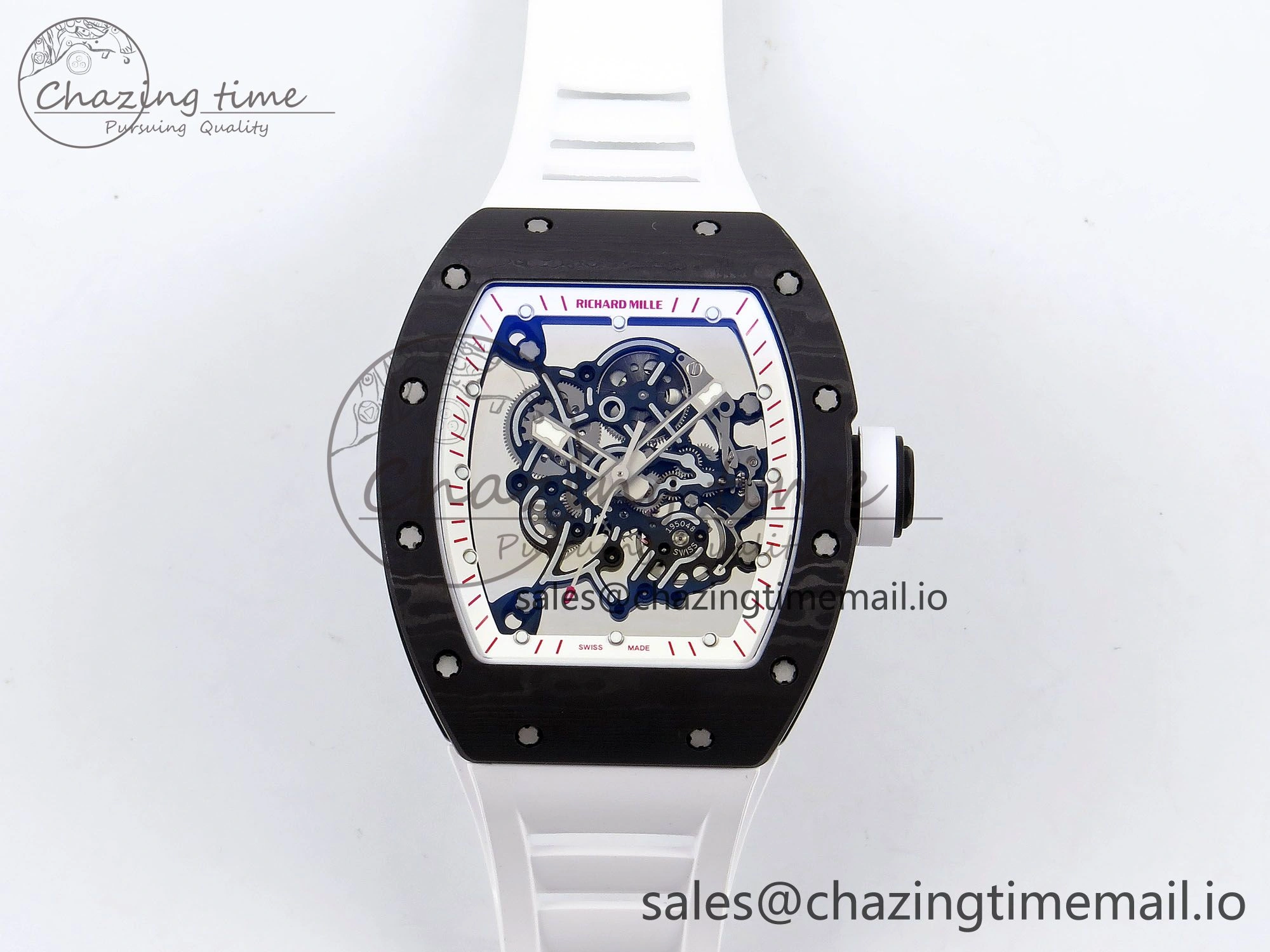 RM055 NTPT ZF 1:1 Best Edition White Bezel White Crown on Rubber Strap RMUL2 Super Clone