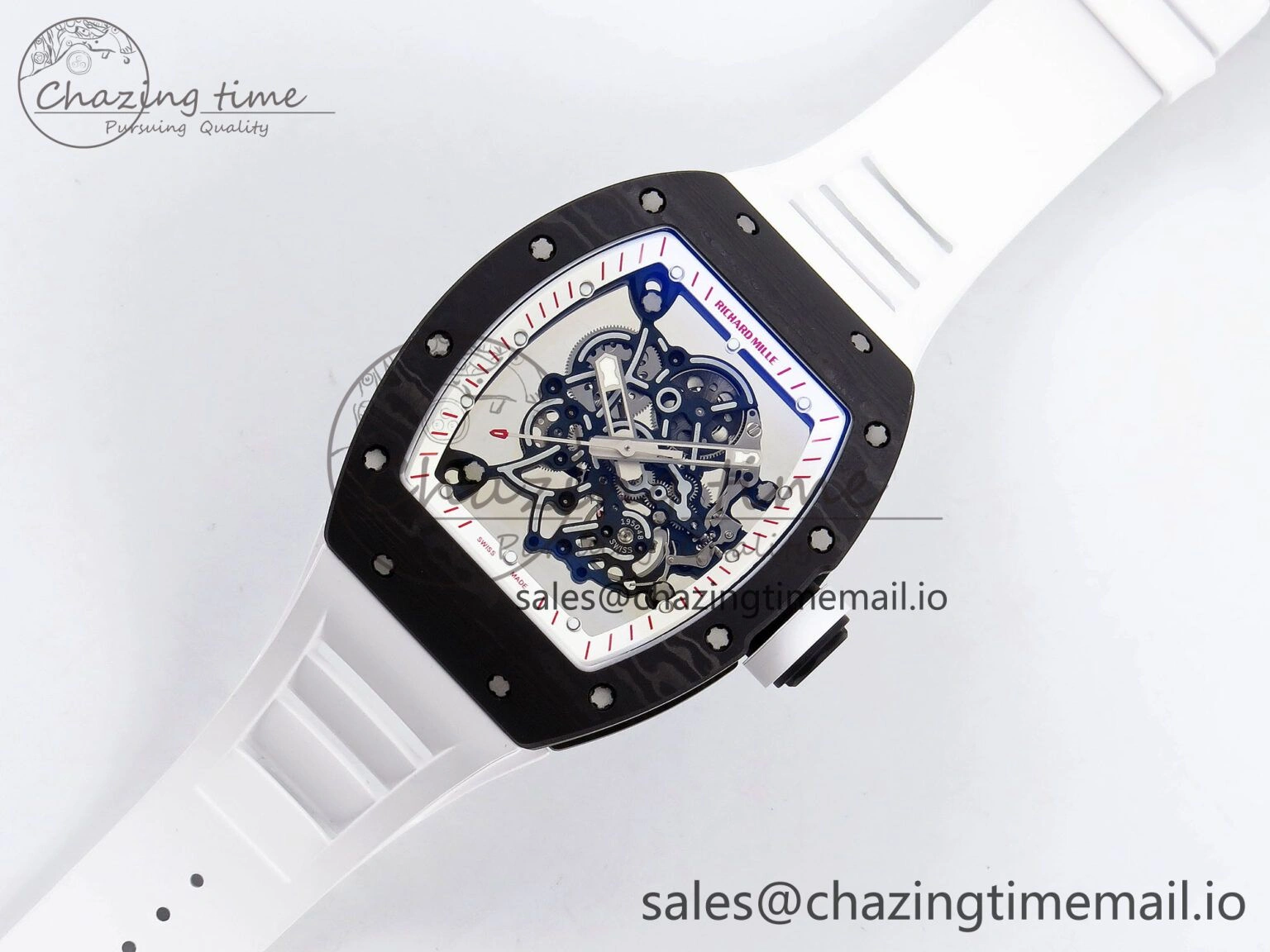 RM055 NTPT ZF 1:1 Best Edition White Bezel White Crown on Rubber Strap RMUL2 Super Clone