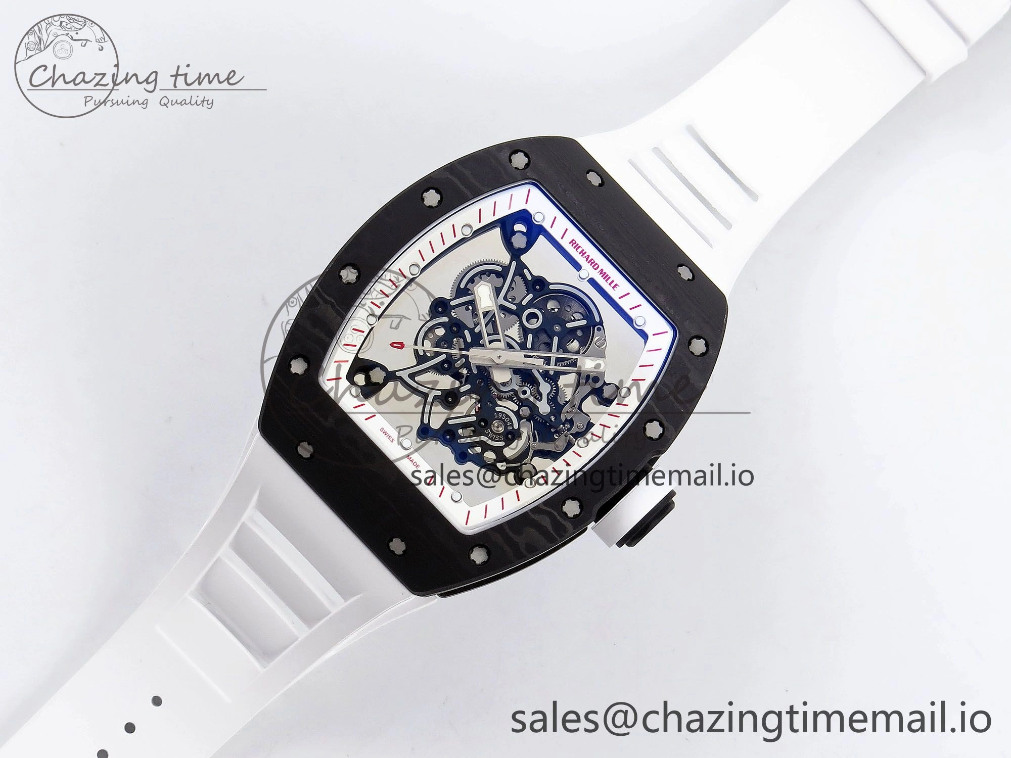 RM055 NTPT ZF 1:1 Best Edition White Bezel White Crown on Rubber Strap RMUL2 Super Clone