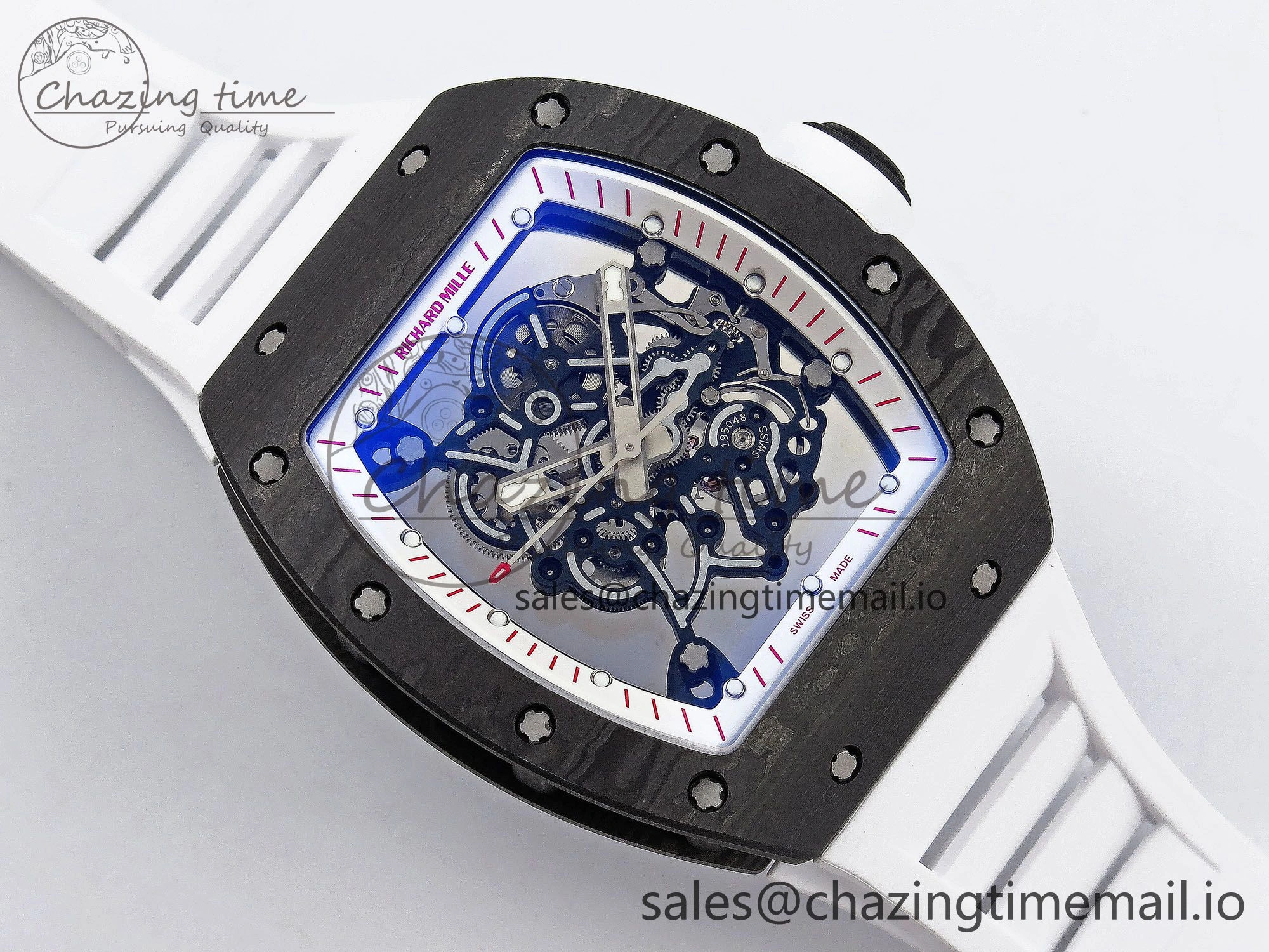 RM055 NTPT ZF 1:1 Best Edition White Bezel White Crown on Rubber Strap RMUL2 Super Clone