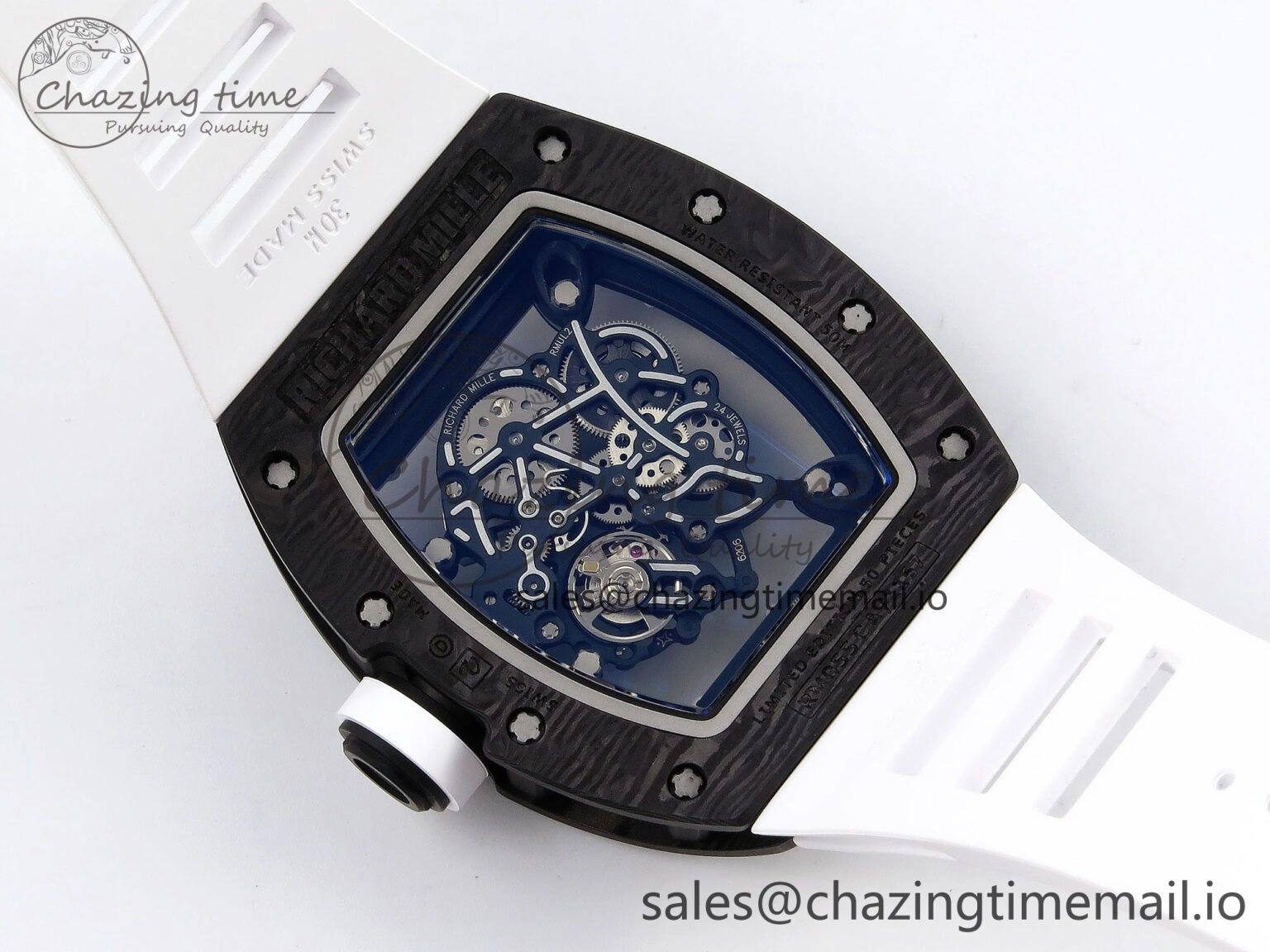 RM055 NTPT ZF 1:1 Best Edition White Bezel White Crown on Rubber Strap RMUL2 Super Clone
