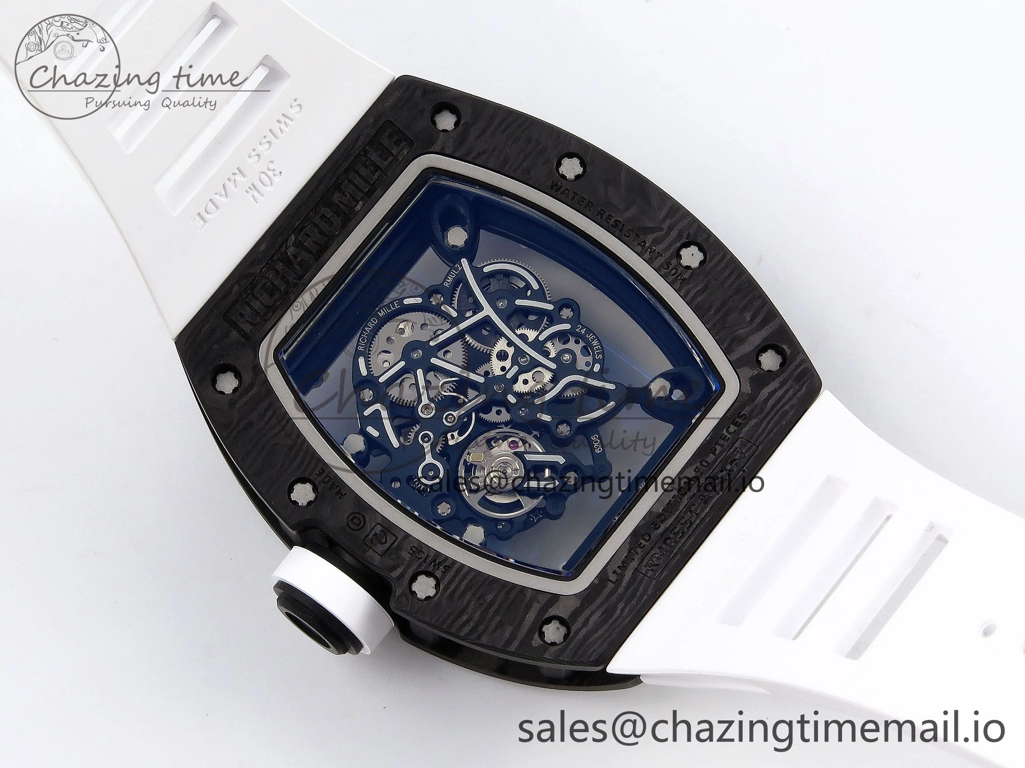 RM055 NTPT ZF 1:1 Best Edition White Bezel White Crown on Rubber Strap RMUL2 Super Clone