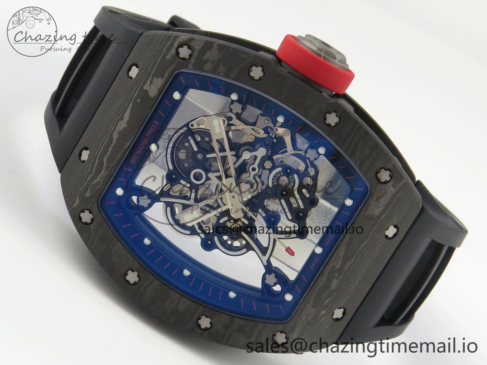 RM055 NTPT Ti MLF 1:1 Best Edition Black Bezel Red Crown on Rubber Strap RMUL2 Super Clone