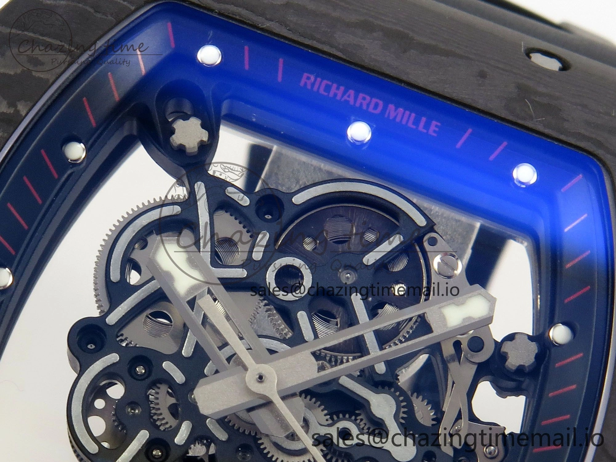 RM055 NTPT Ti MLF 1:1 Best Edition Black Bezel Red Crown on Rubber Strap RMUL2 Super Clone