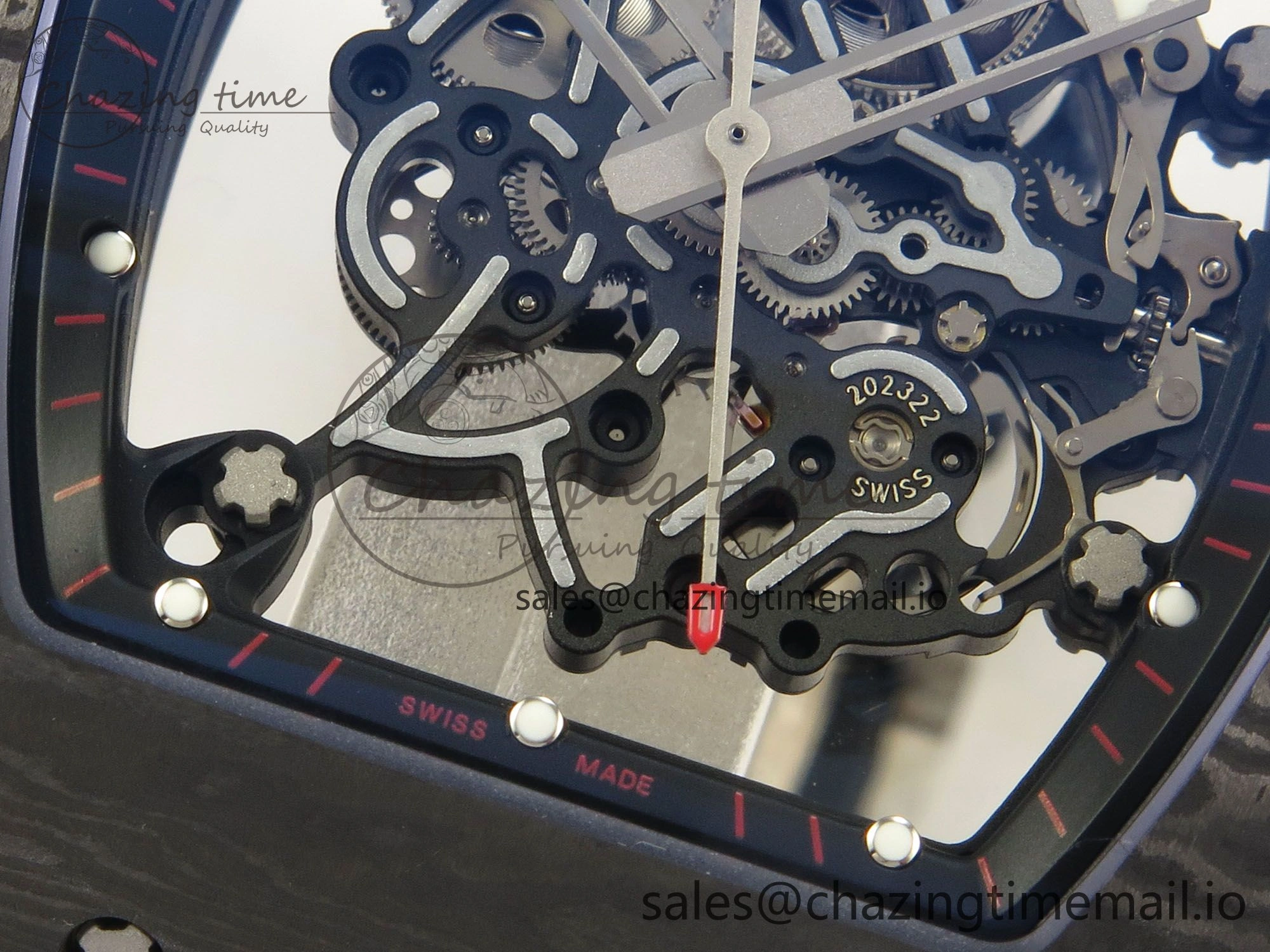 RM055 NTPT Ti MLF 1:1 Best Edition Black Bezel Red Crown on Rubber Strap RMUL2 Super Clone