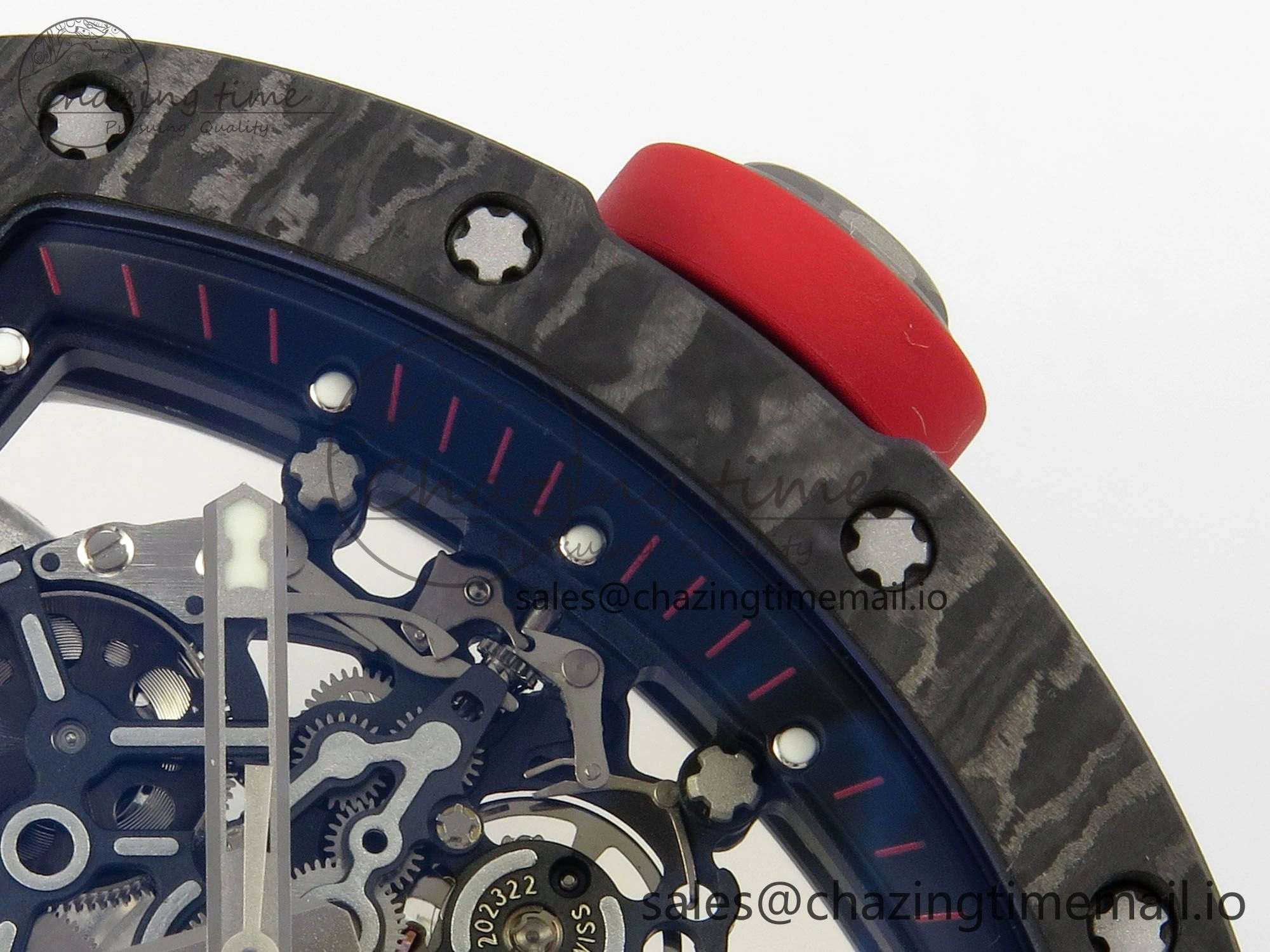 RM055 NTPT Ti MLF 1:1 Best Edition Black Bezel Red Crown on Rubber Strap RMUL2 Super Clone