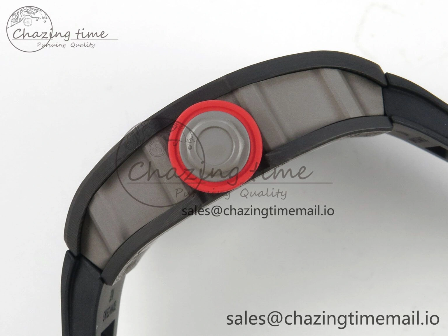 RM055 NTPT Ti MLF 1:1 Best Edition Black Bezel Red Crown on Rubber Strap RMUL2 Super Clone