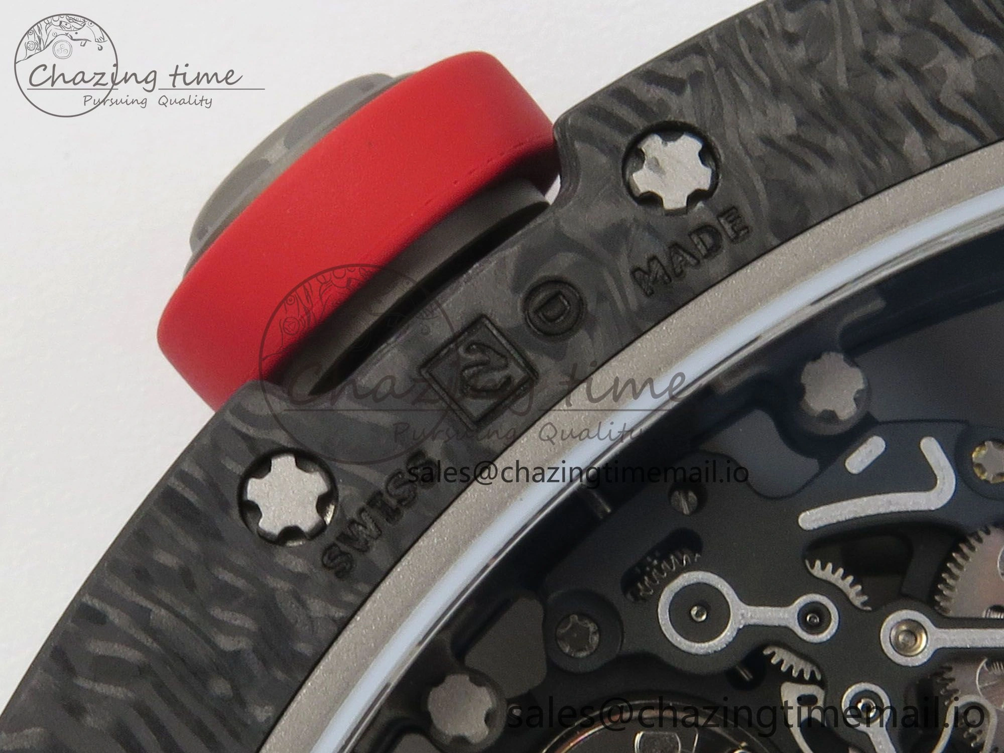 RM055 NTPT Ti MLF 1:1 Best Edition Black Bezel Red Crown on Rubber Strap RMUL2 Super Clone