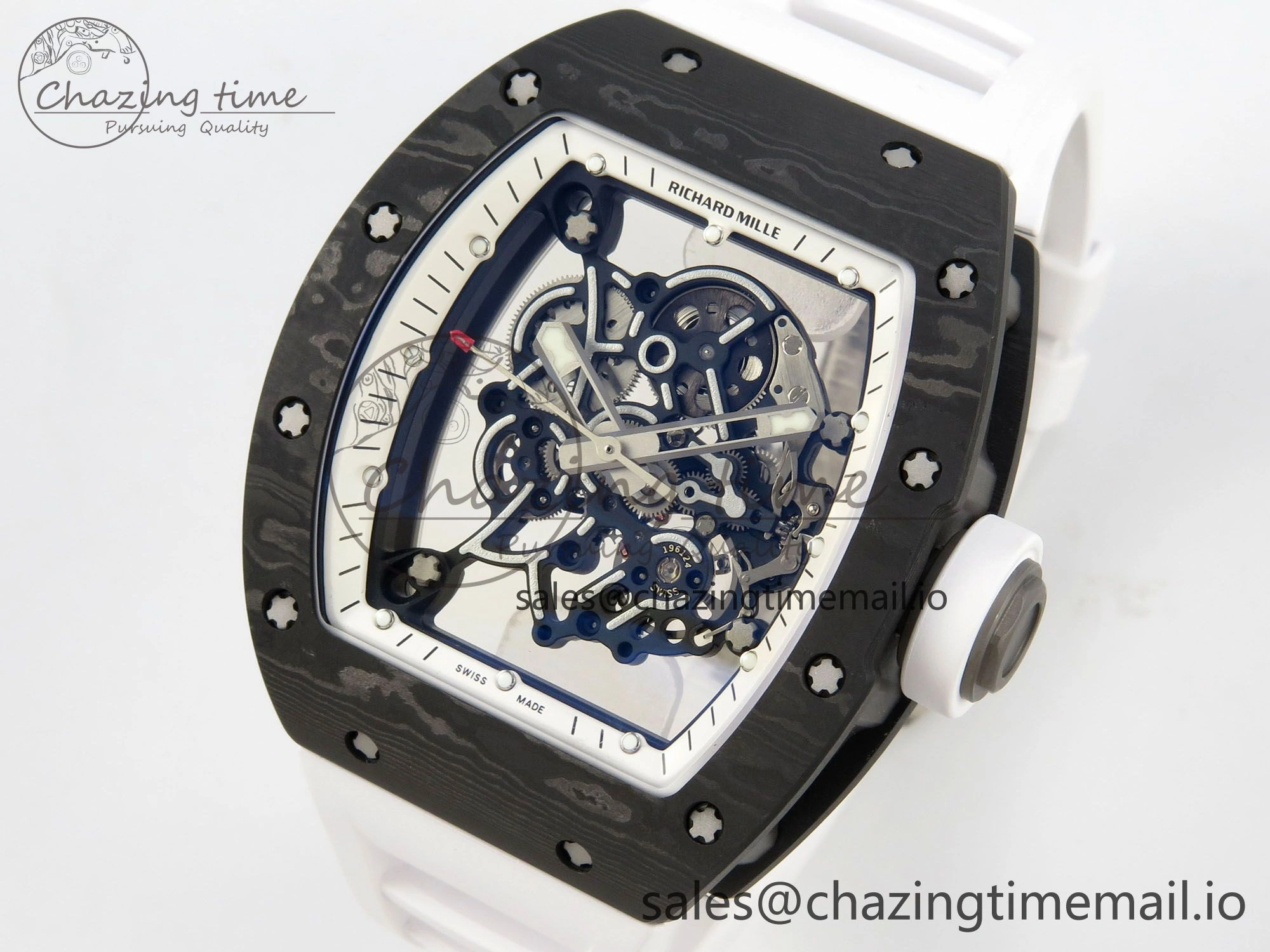 RM055 NTPT Ti MLF 1:1 Best Edition White Bezel White Crown on Rubber Strap RMUL2 Super Clone