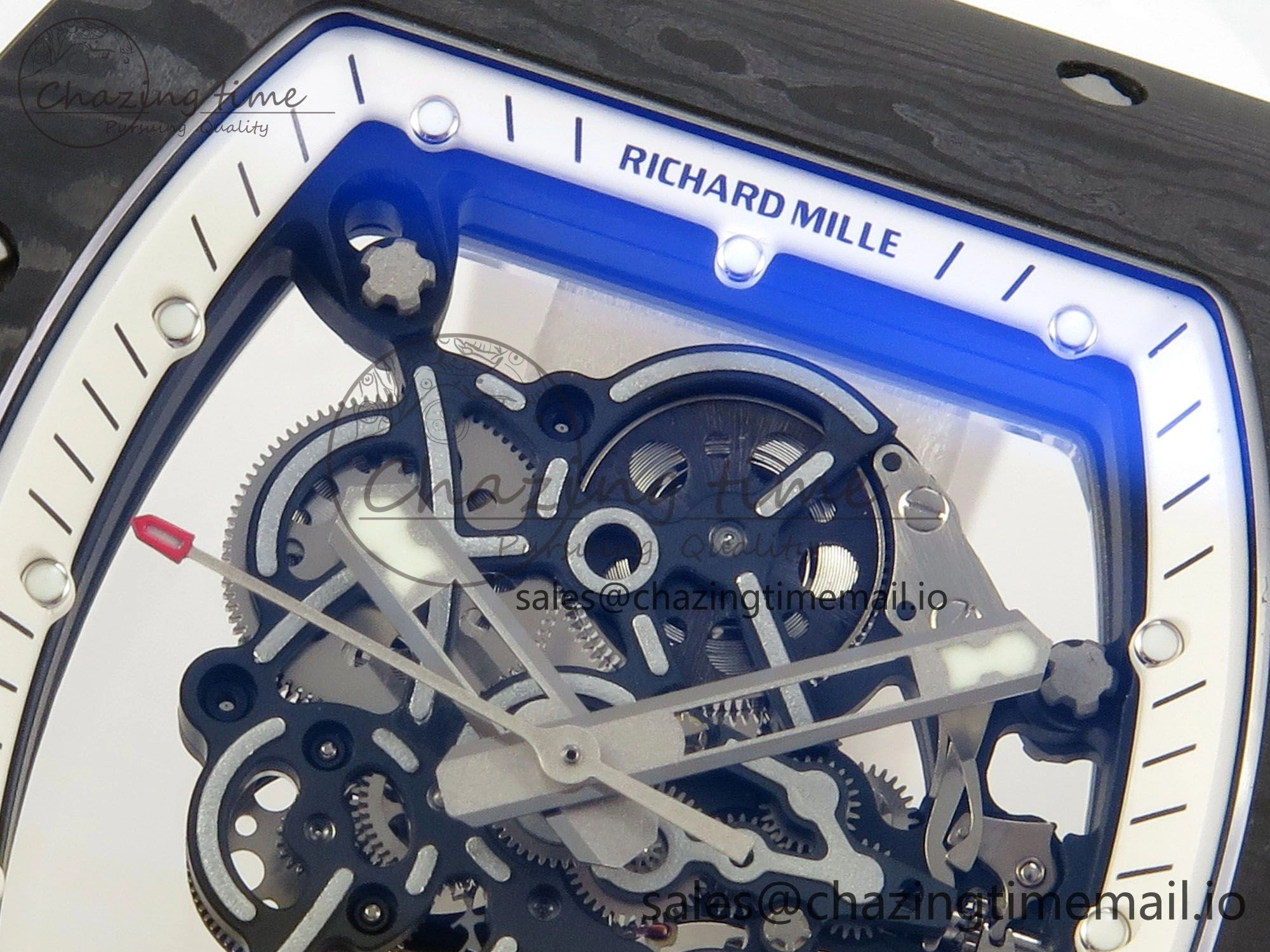 RM055 NTPT Ti MLF 1:1 Best Edition White Bezel White Crown on Rubber Strap RMUL2 Super Clone