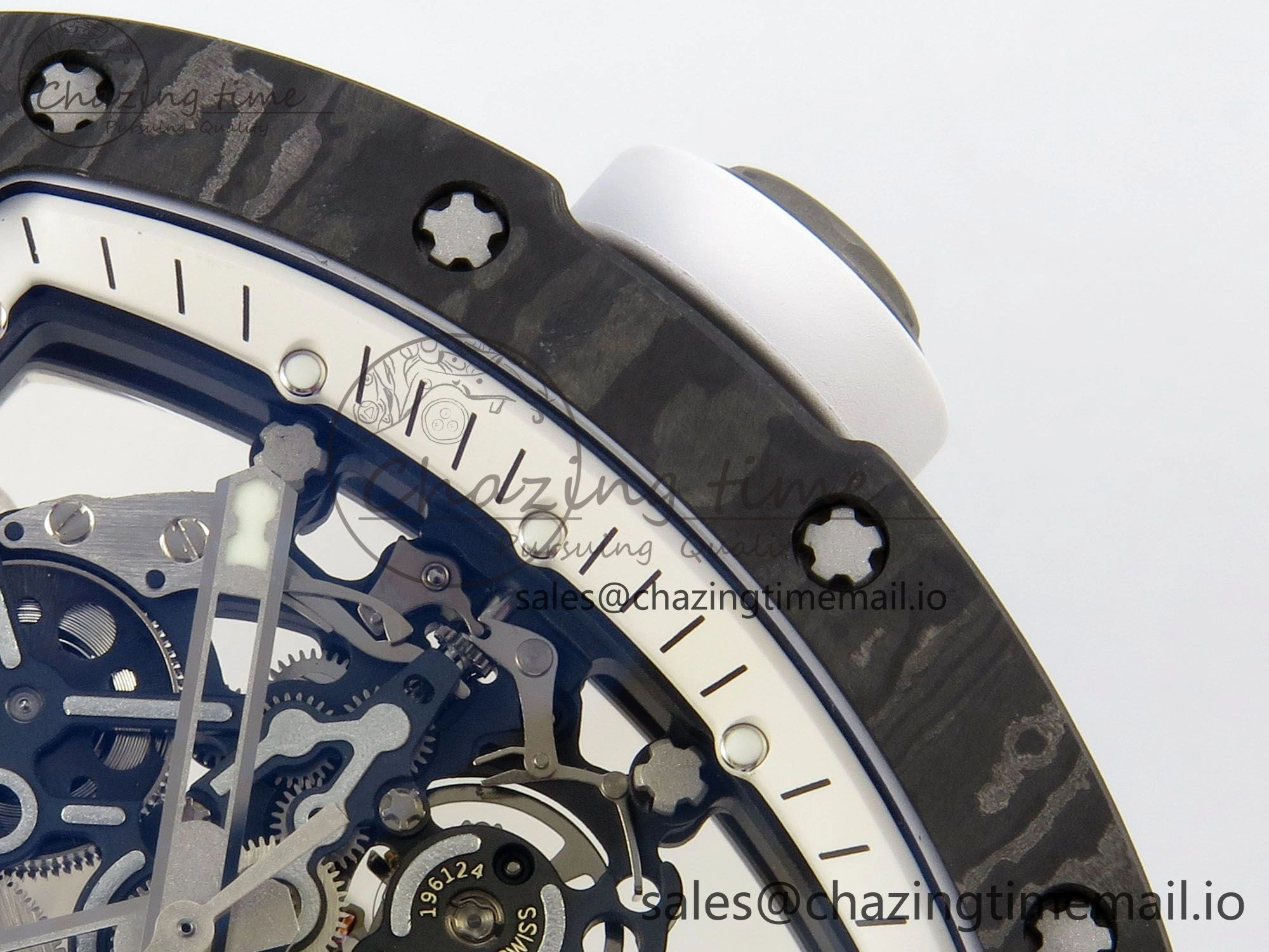 RM055 NTPT Ti MLF 1:1 Best Edition White Bezel White Crown on Rubber Strap RMUL2 Super Clone