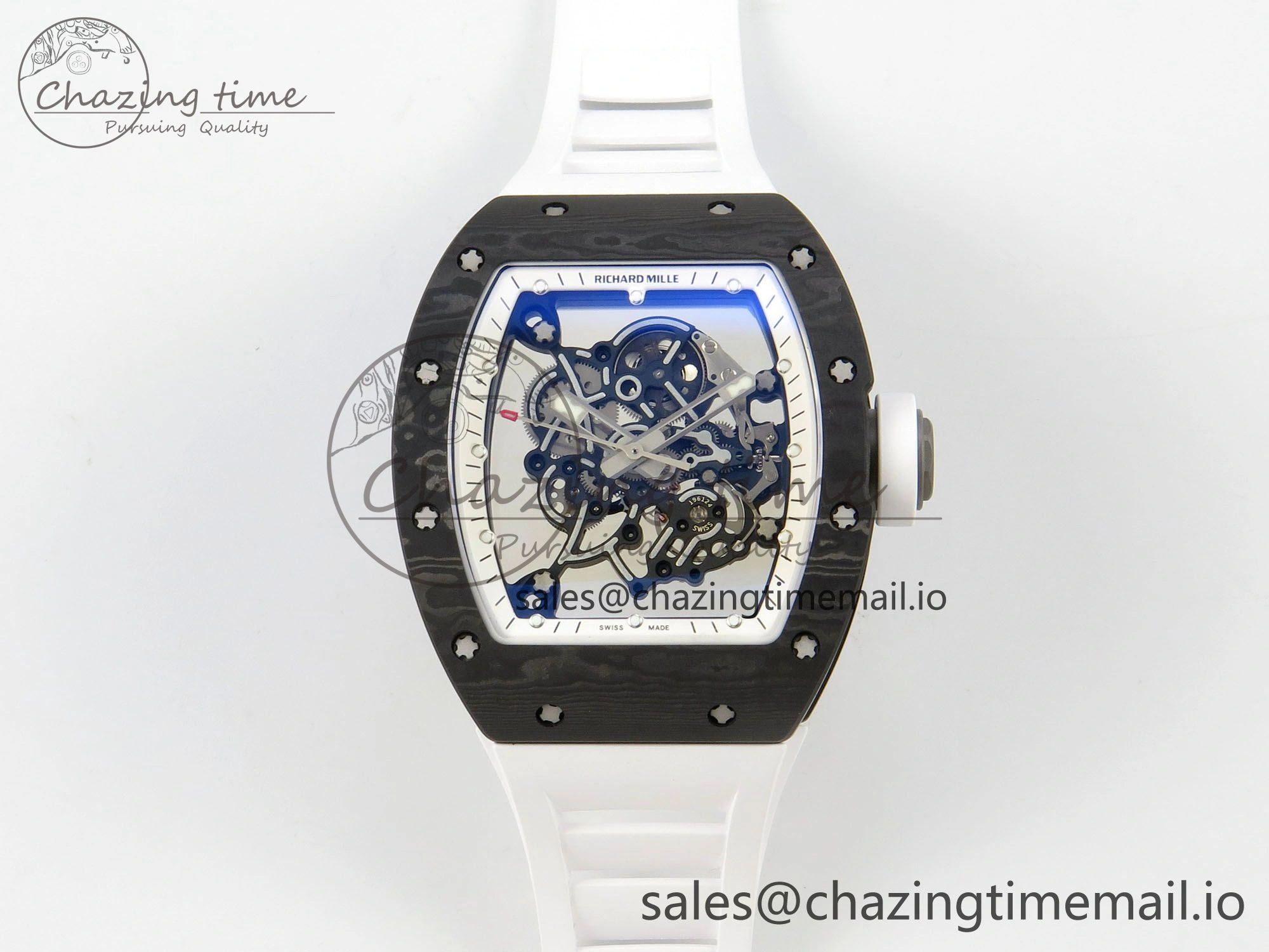 RM055 NTPT Ti MLF 1:1 Best Edition White Bezel White Crown on Rubber Strap RMUL2 Super Clone
