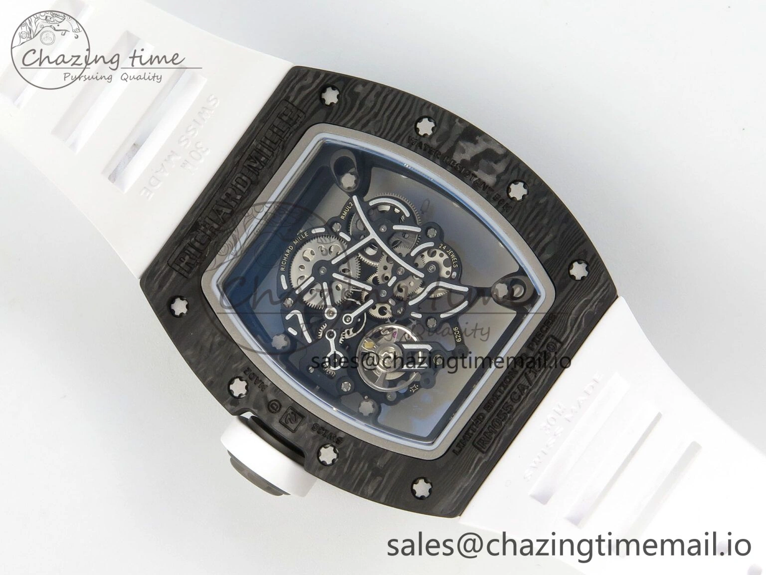 RM055 NTPT Ti MLF 1:1 Best Edition White Bezel White Crown on Rubber Strap RMUL2 Super Clone