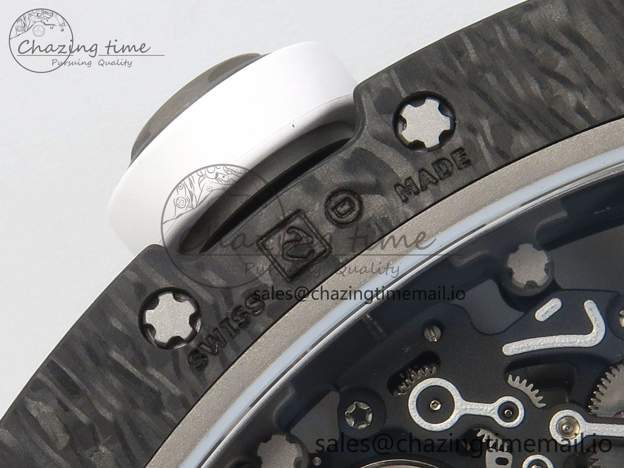 RM055 NTPT Ti MLF 1:1 Best Edition White Bezel White Crown on Rubber Strap RMUL2 Super Clone