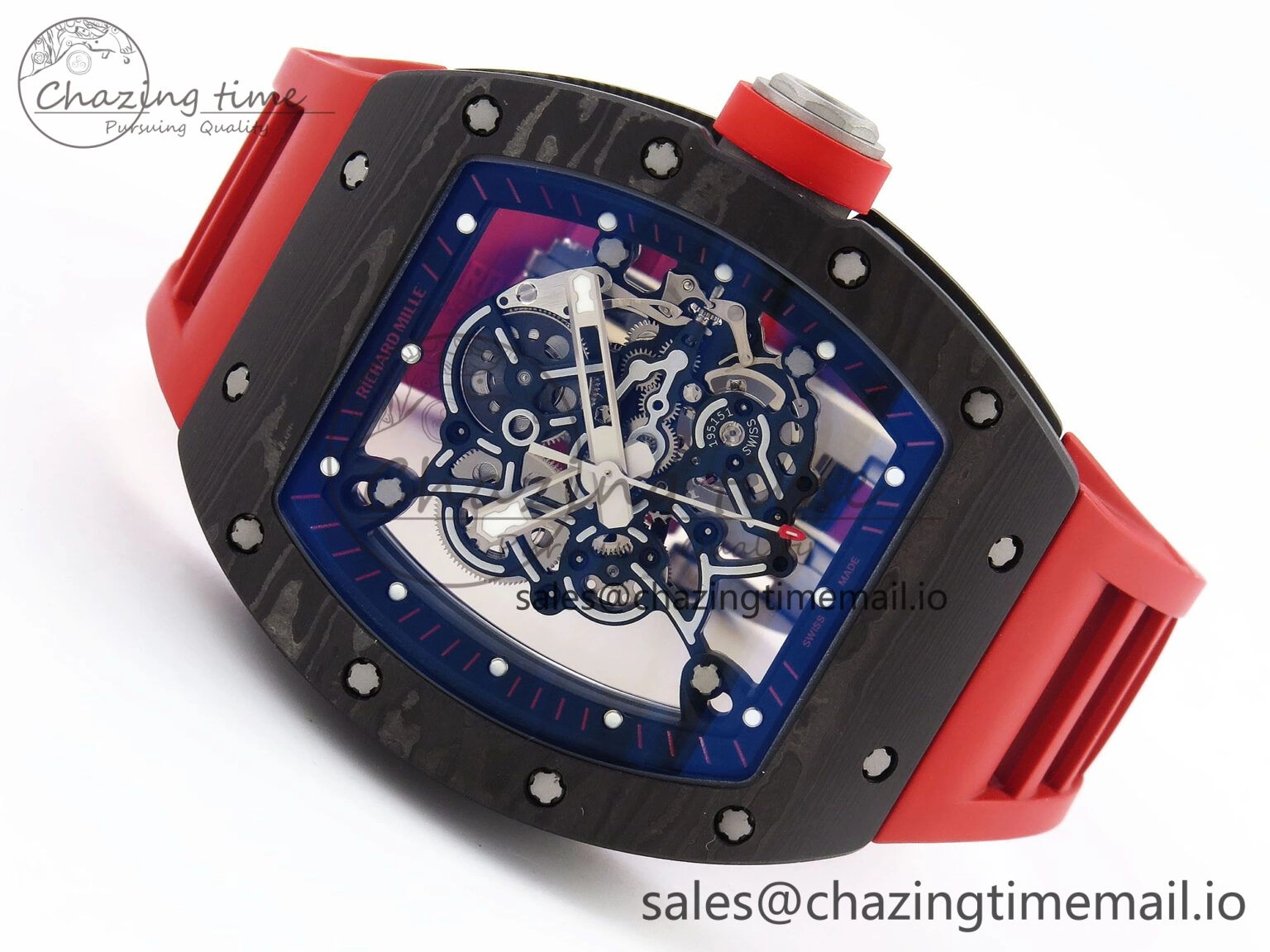 RM055 NTPT Ti ZF 1:1 Best Edition Black Bezel Black Crown on Rubber Strap RMUL2 Super Clone
