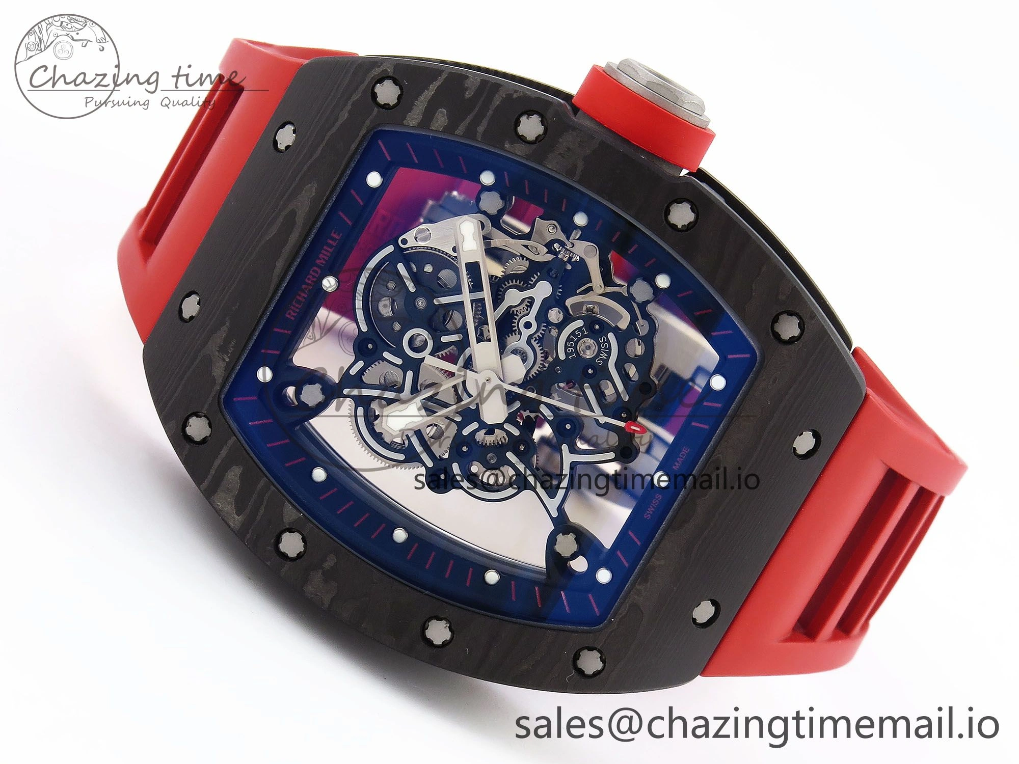 RM055 NTPT Ti ZF 1:1 Best Edition Black Bezel Black Crown on Rubber Strap RMUL2 Super Clone