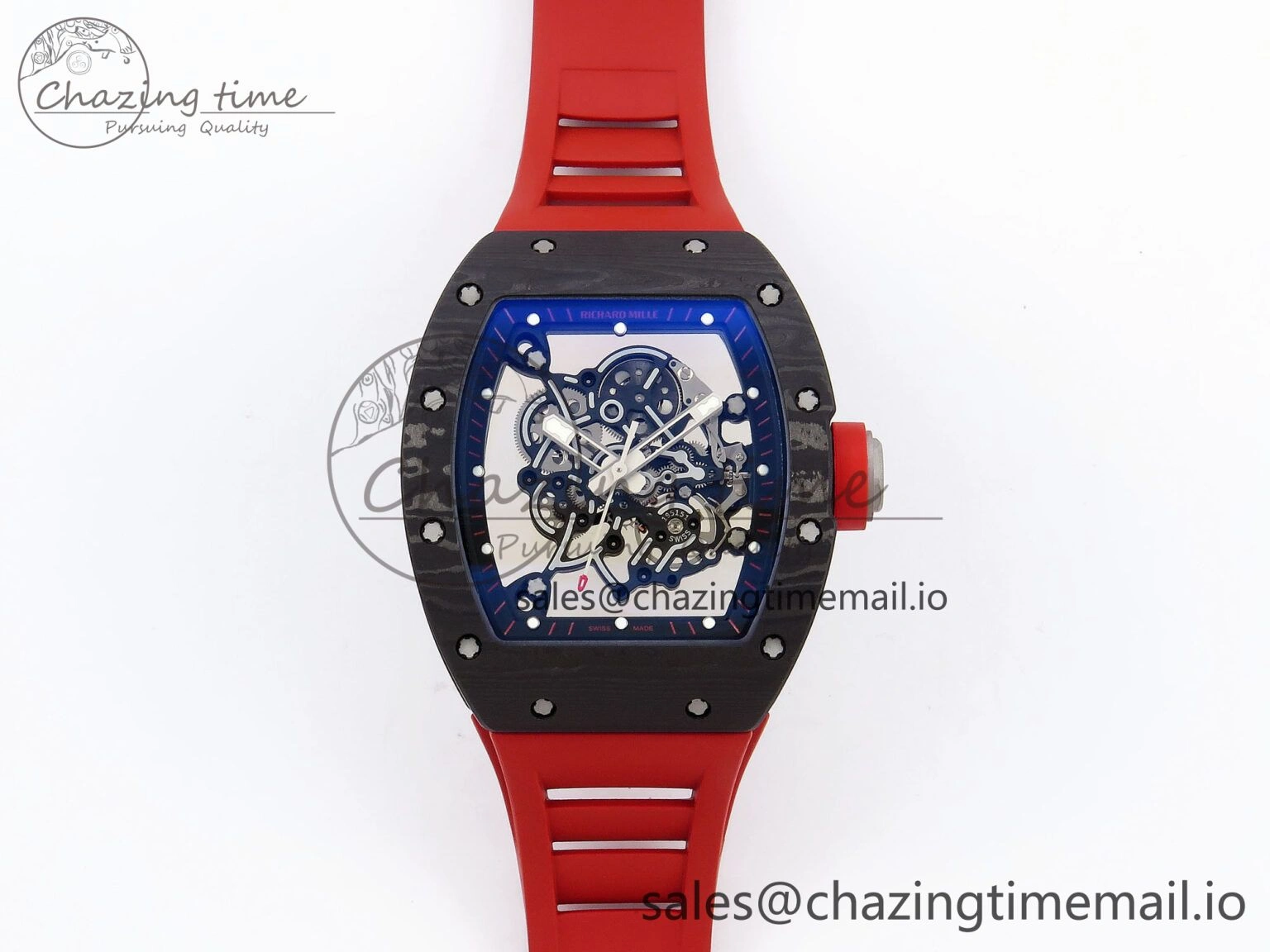 RM055 NTPT Ti ZF 1:1 Best Edition Black Bezel Black Crown on Rubber Strap RMUL2 Super Clone