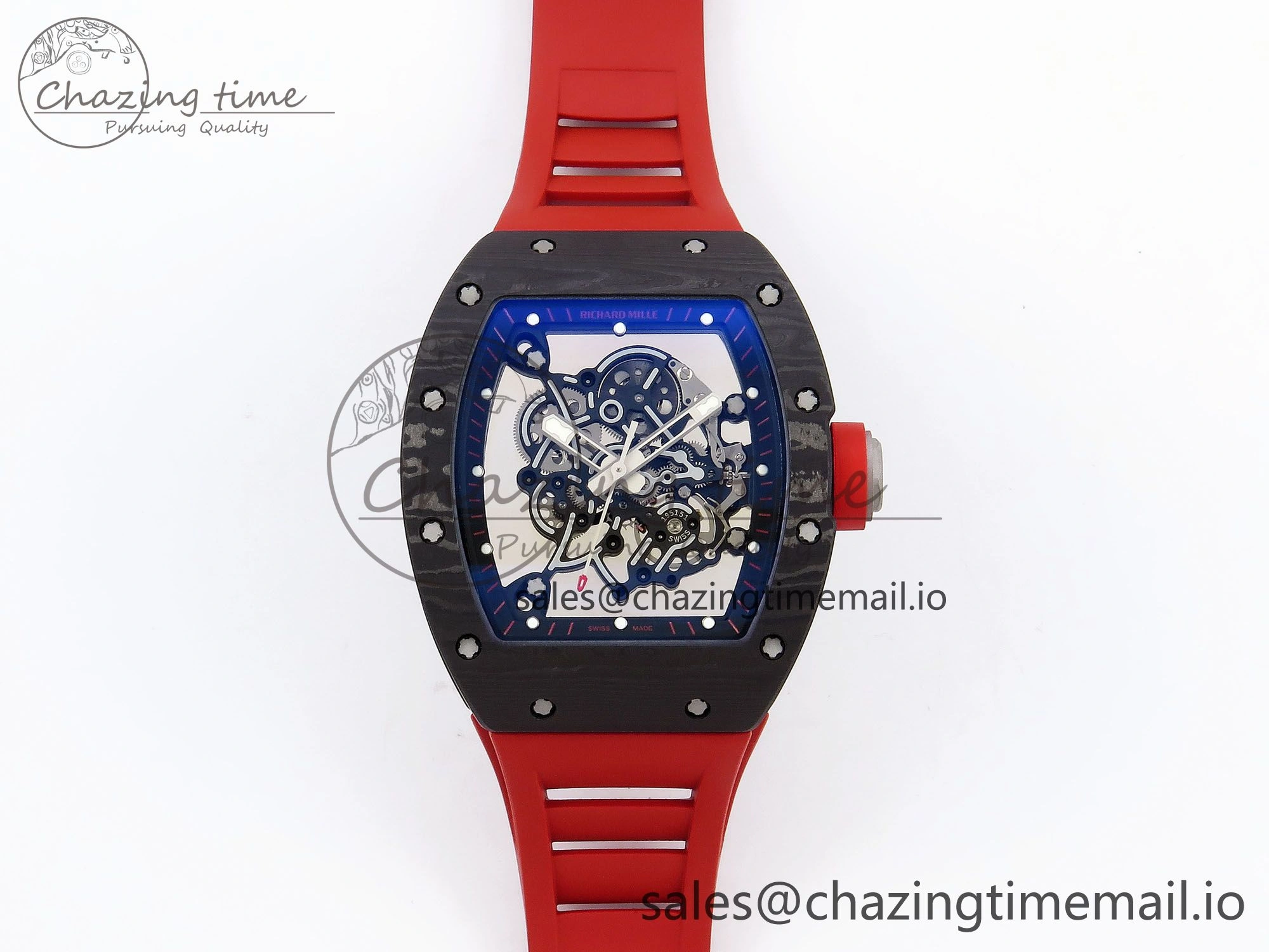 RM055 NTPT Ti ZF 1:1 Best Edition Black Bezel Black Crown on Rubber Strap RMUL2 Super Clone