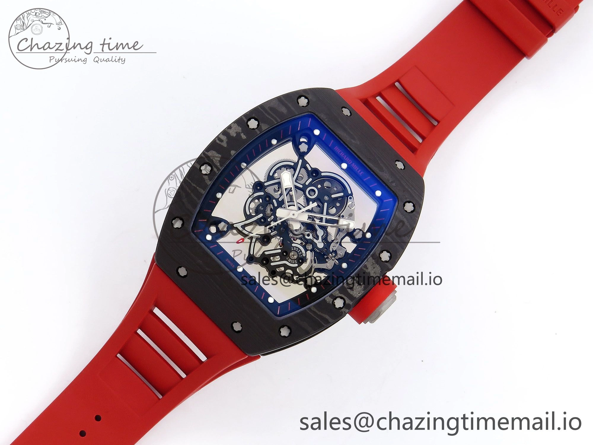 RM055 NTPT Ti ZF 1:1 Best Edition Black Bezel Black Crown on Rubber Strap RMUL2 Super Clone